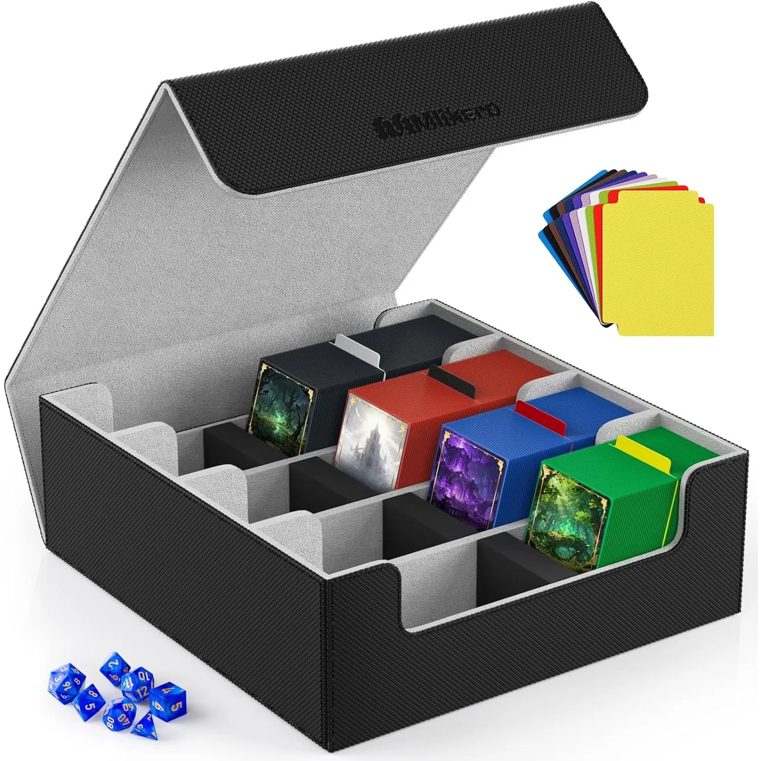 Mlikero Sammelkarten-Aufbewahrungsbox für 2400+ Karten, Magnetische Karten Deck-Box mit 10 Kartenteilern und 4 Schaumst…