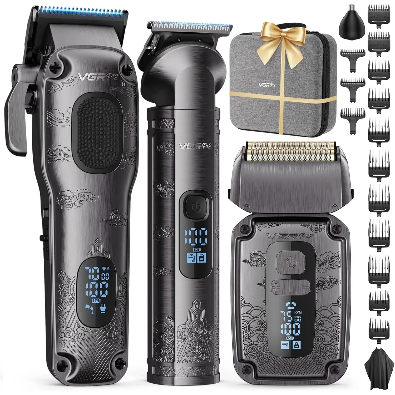 VGRPRO Haarschneidemaschine &Trimmer & Folienrasierer Set,Männer Pflege-Kit