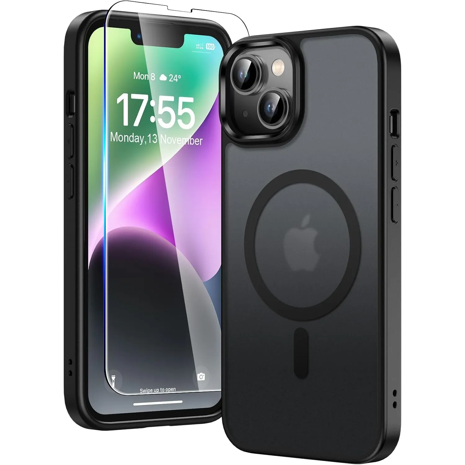 TAURI für iPhone 13/14 Hülle 6,1" mit Panzer Schutz Glas Folie, Kompatibel mit MagSafe, Schutz nach Militärstandard, [A…