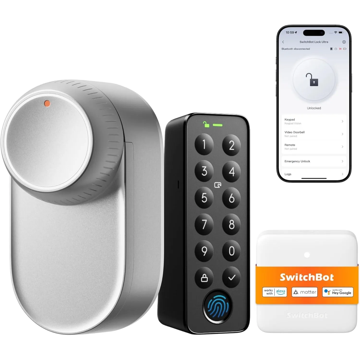 SwitchBot WLAN Smart Lock Ultra mit Touchscreen-Tastatur, Türriegelschlösser, Smartes Türschloss, Elektronisches Türsch…