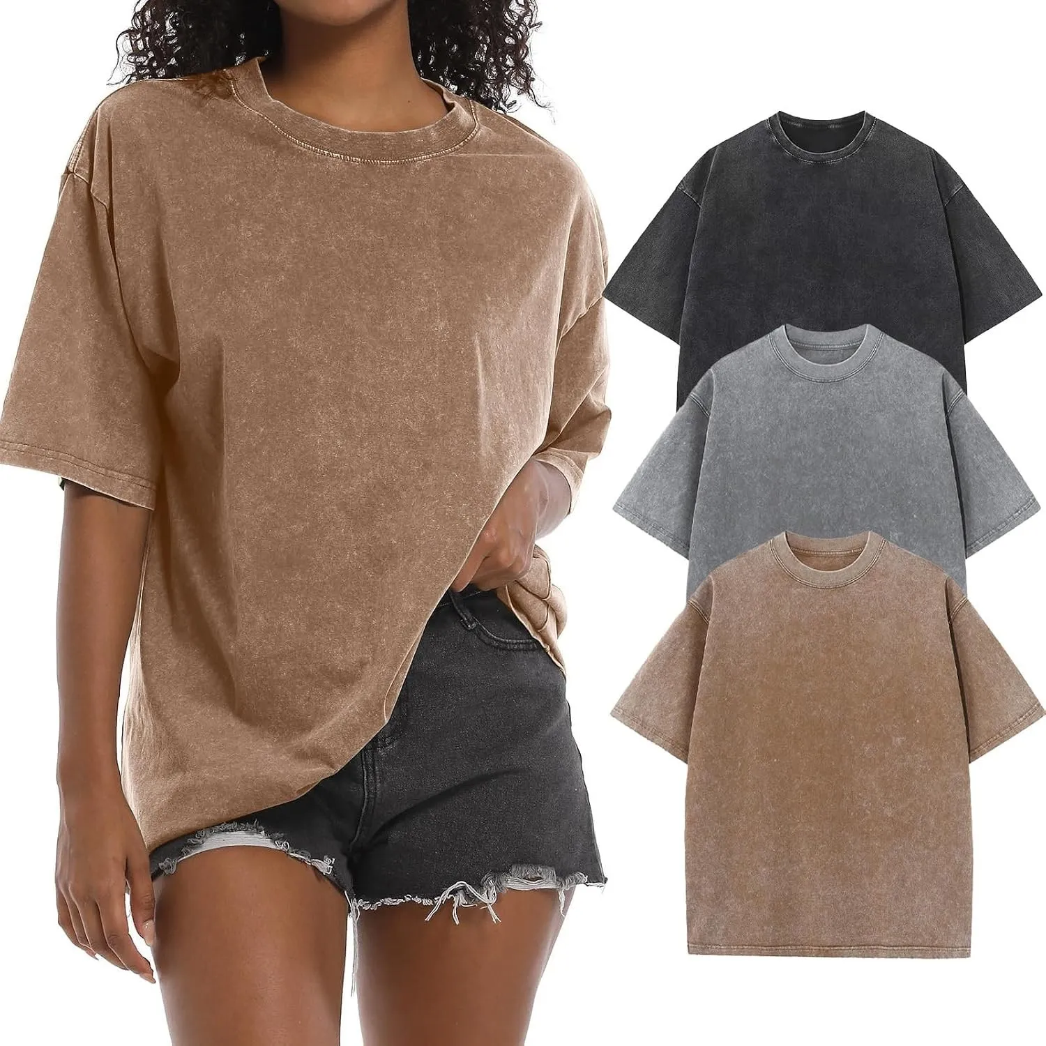 Oversized Tshirt for Damen Rundhals Kurzärmeliges Tops Casual Lockere Basic Sommer Tee Shirts Bluse
