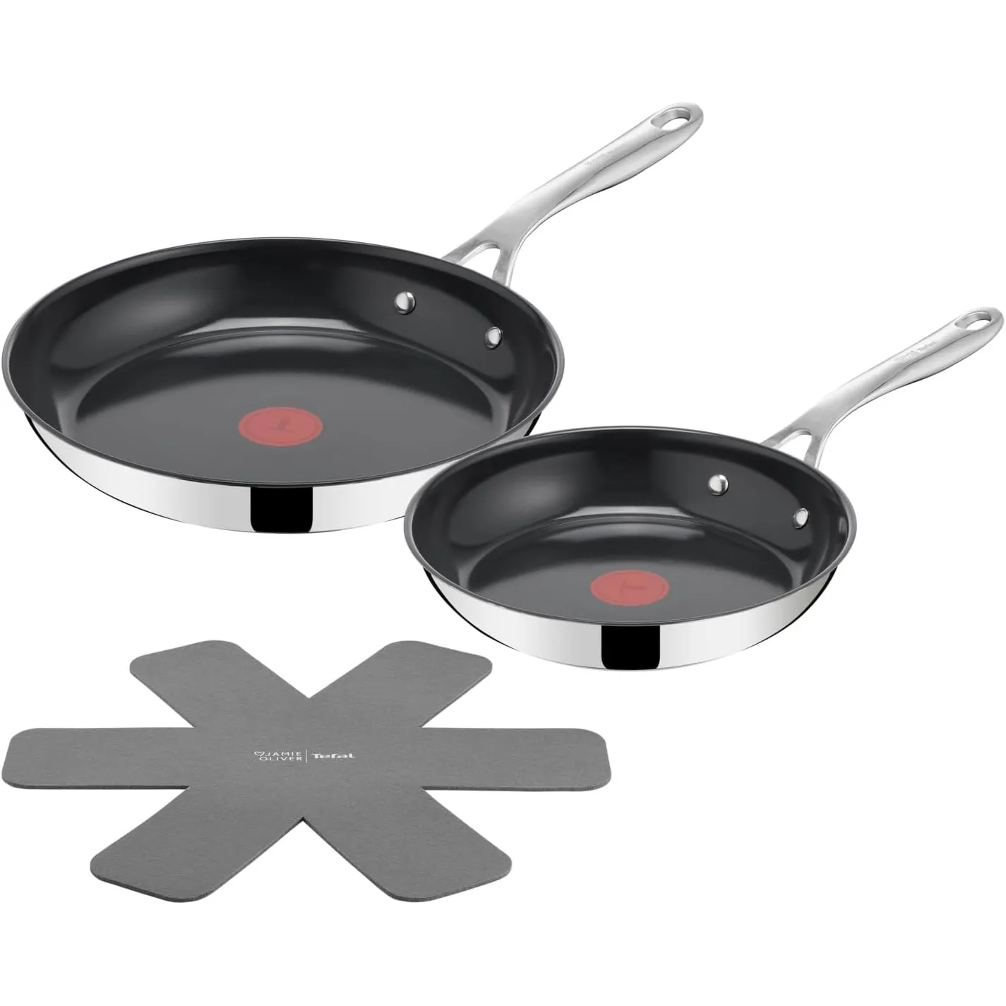 Jamie Oliver by TEFAL Direct Cook Bratpfannen-Set, 2-tlg. 24/28 cm, inkl. Pfannenschoner, antihaftbeschichtete Keramiko…