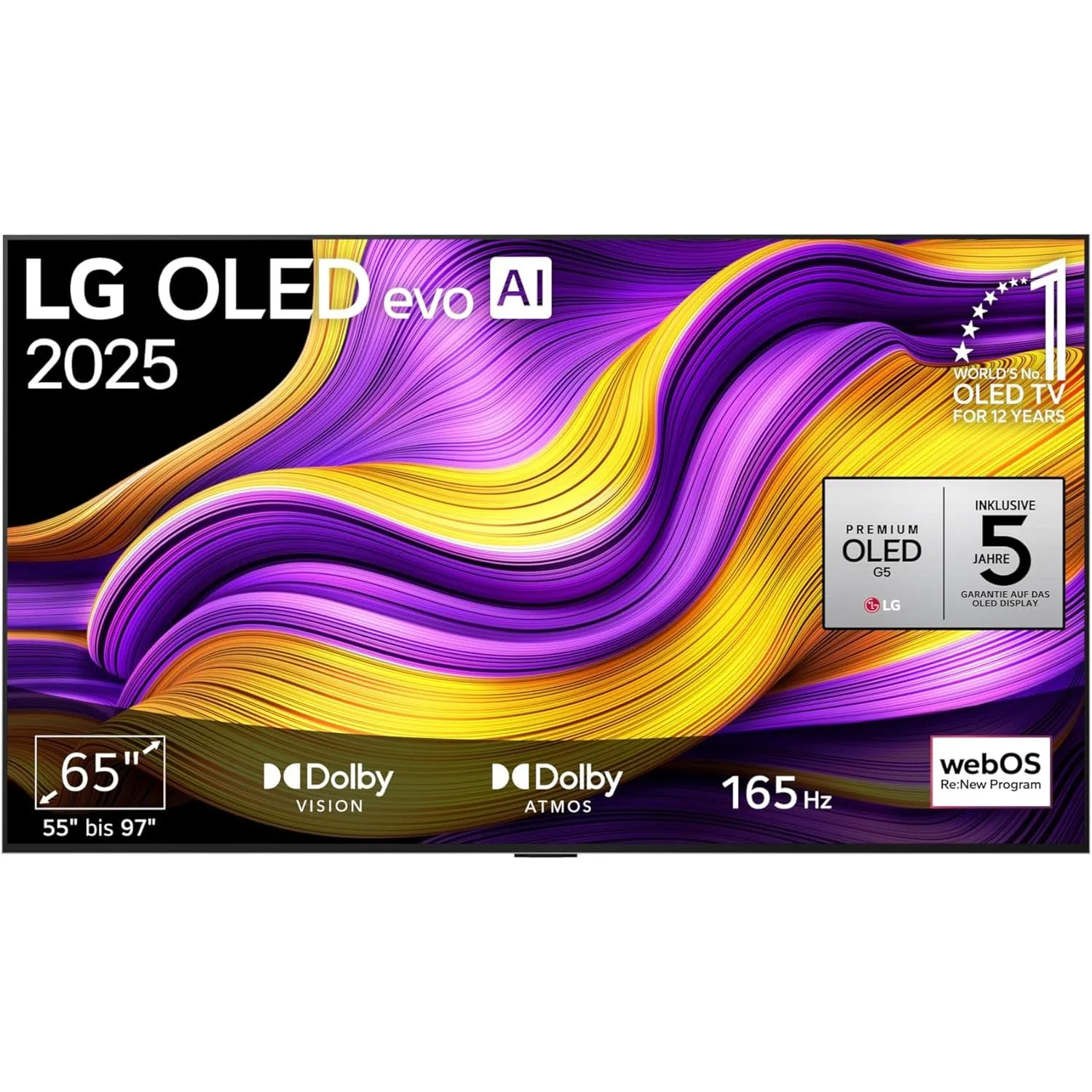 LG OLED65G57LW TV 65 Zoll (165 cm) 4K OLED evo AI TV (α11 Gen2 4K AI Prozessor, webOS 25, 120Hz (VRR bis zu 165Hz)) [Mo…