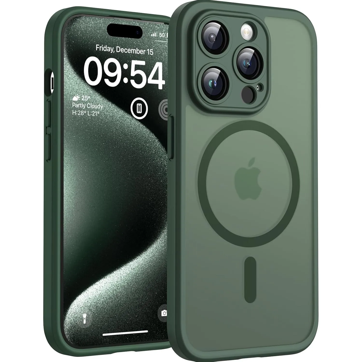 TOCOL für iPhone 15 Pro Hülle, Kompatibel mit MagSafe, Alpengrün