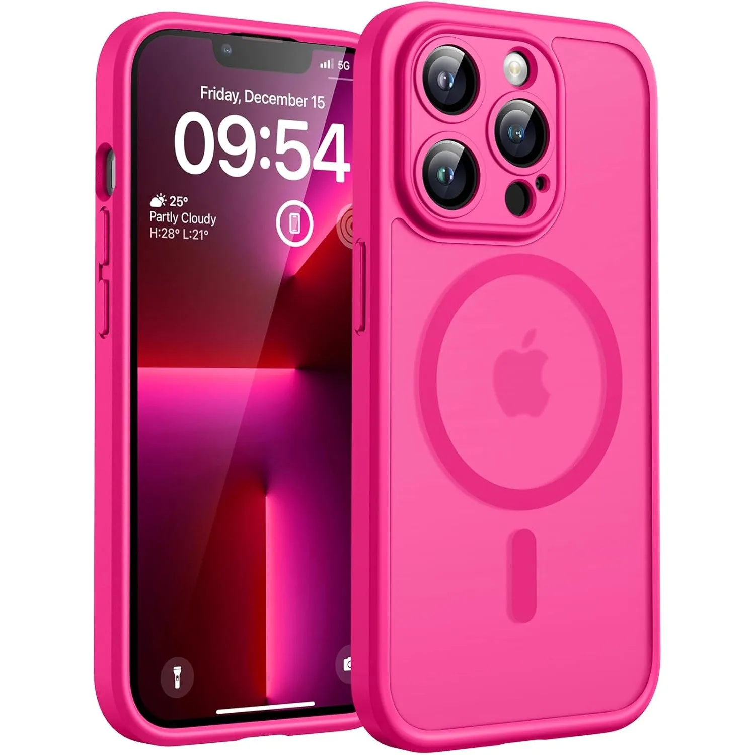 TOCOL für iPhone 13 Pro Hülle, Kompatibel mit MagSafe, Heißes Rosa