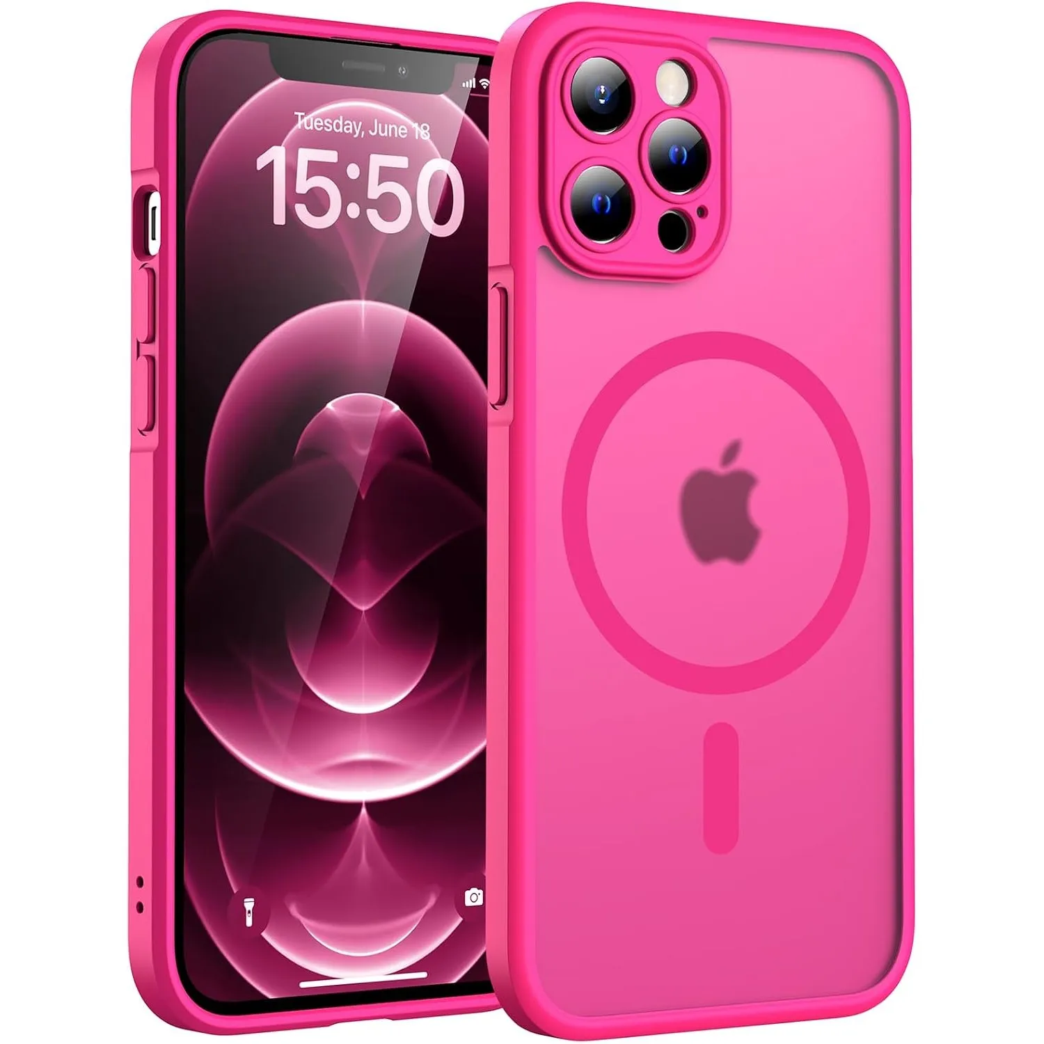 TOCOL für iPhone 12 Pro Max Hülle, Kompatibel mit MagSafe, Heißes Rosa