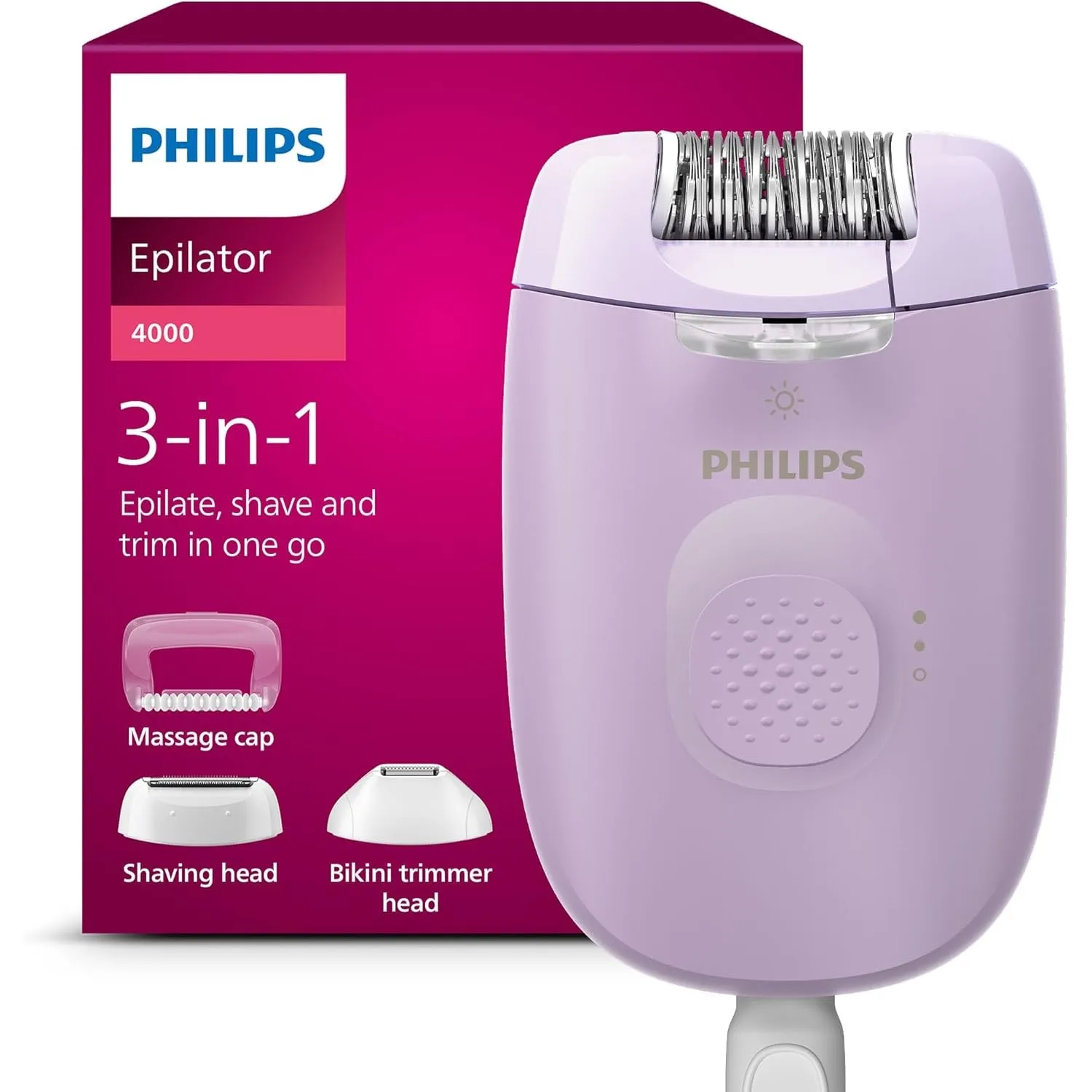Philips Epilierer Series 4000, kabelgebundener Epilierer für Körper und Bikinizone, rasieren und trimmen, Haarentferner…