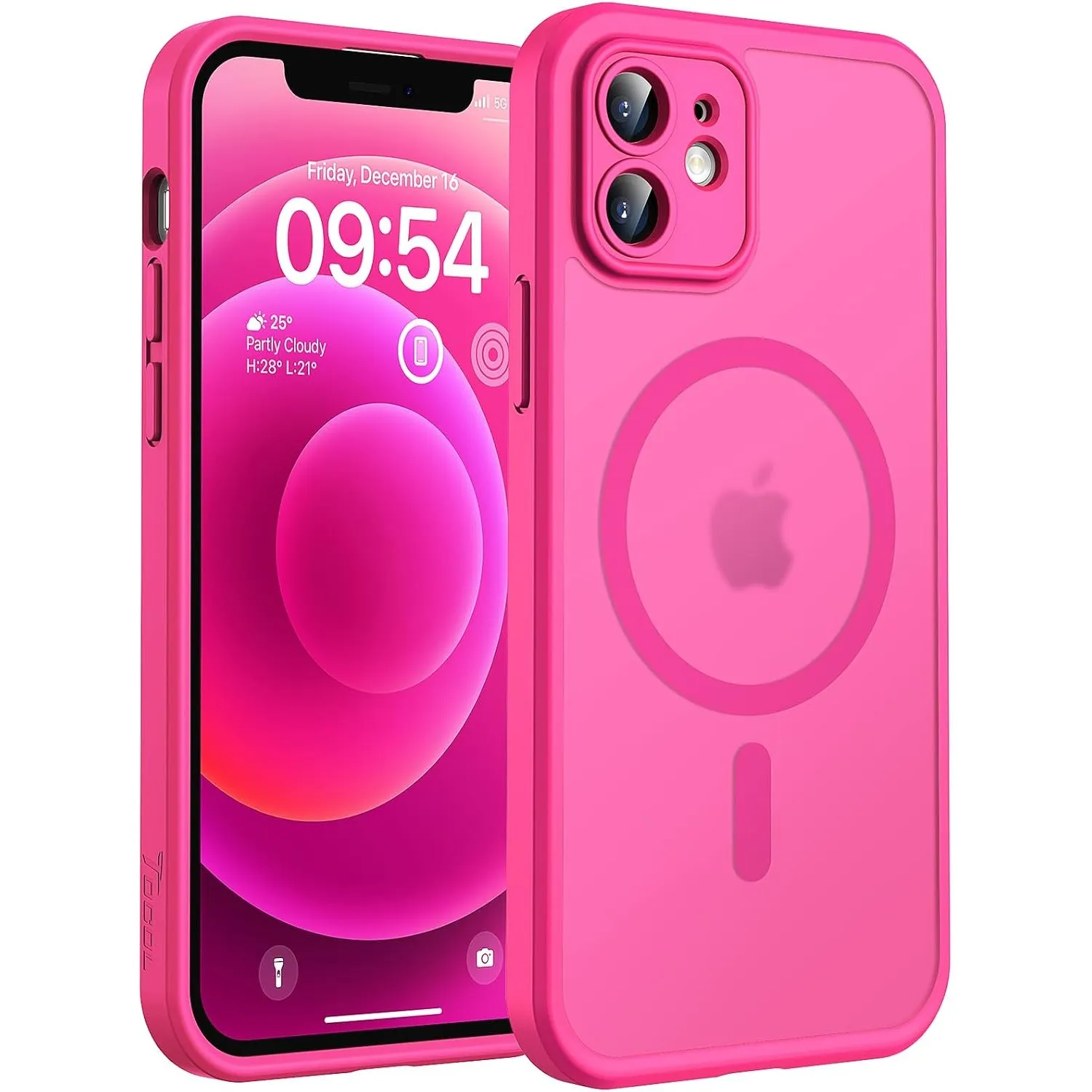 TOCOL für iPhone 12 Hülle, Kompatibel mit MagSafe, Heißes Rosa