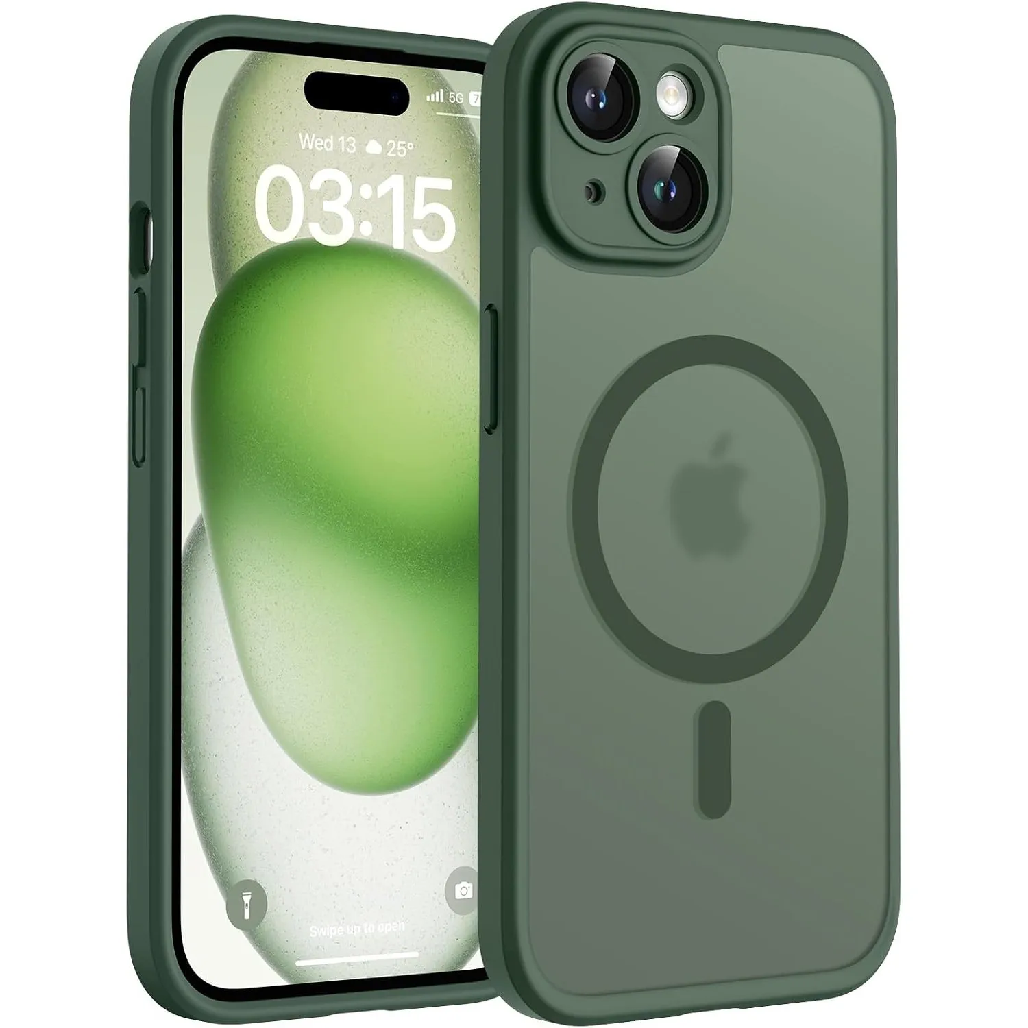 TOCOL für iPhone 15 Hülle, Kompatibel mit MagSafe, Alpengrün