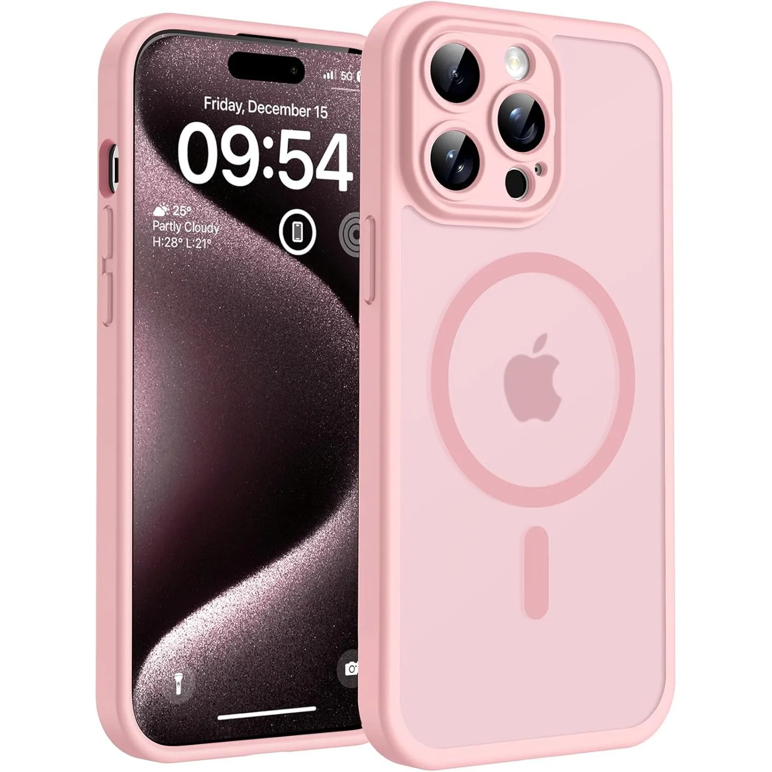 TOCOL für iPhone 15 Pro Hülle, Kompatibel mit MagSafe, Hellrosa