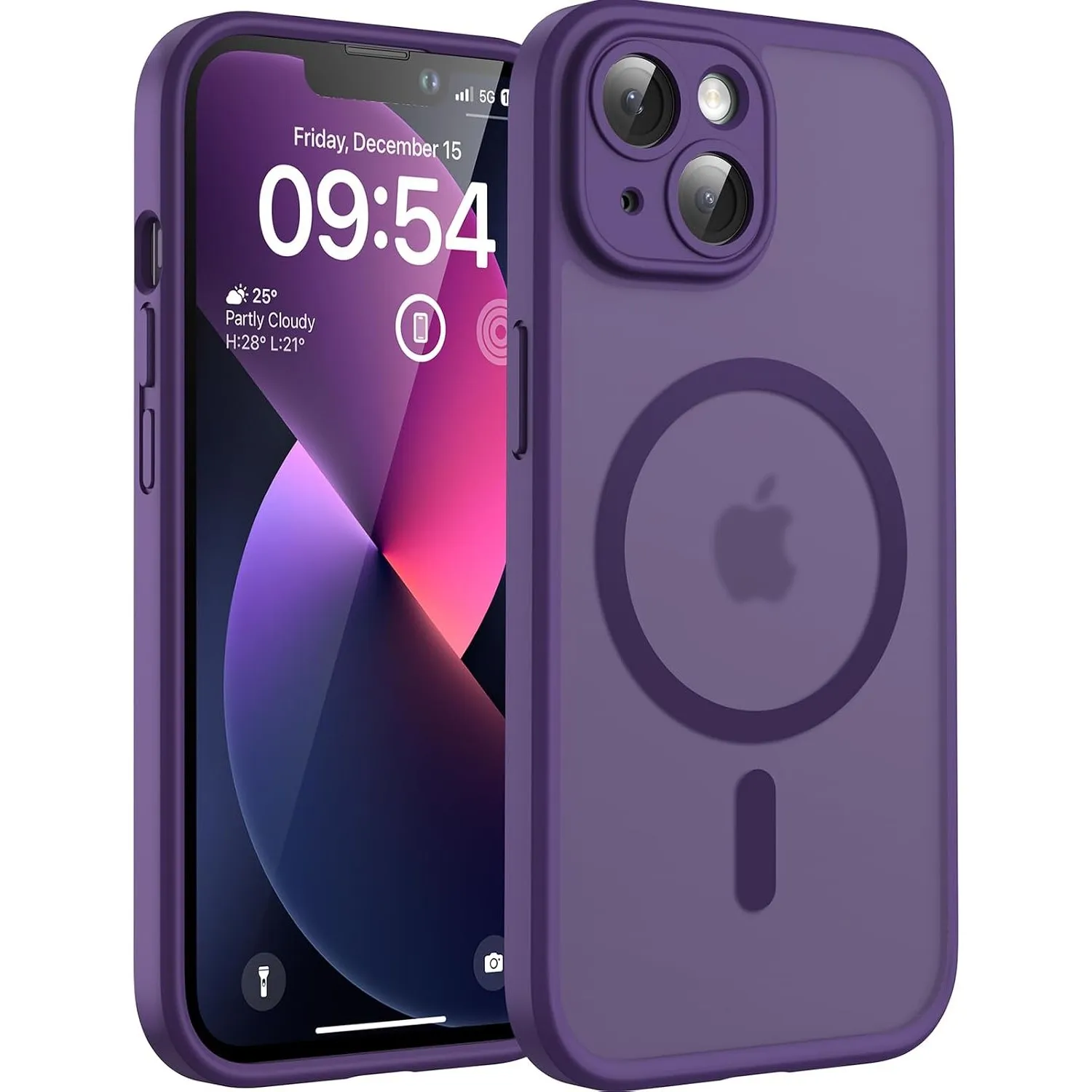 TOCOL für iPhone 13 Hülle, Kompatibel mit MagSafe, Dunkellila