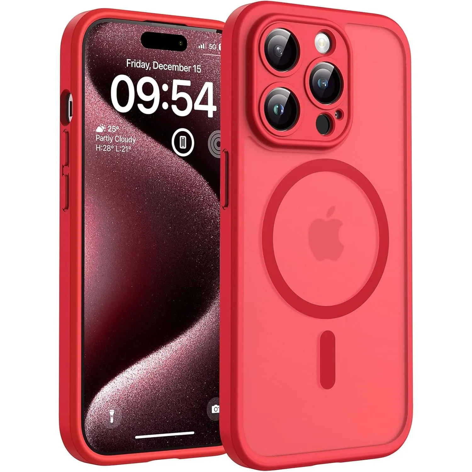TOCOL für iPhone 15 Pro Max Hülle, Kompatibel mit MagSafe, Rot