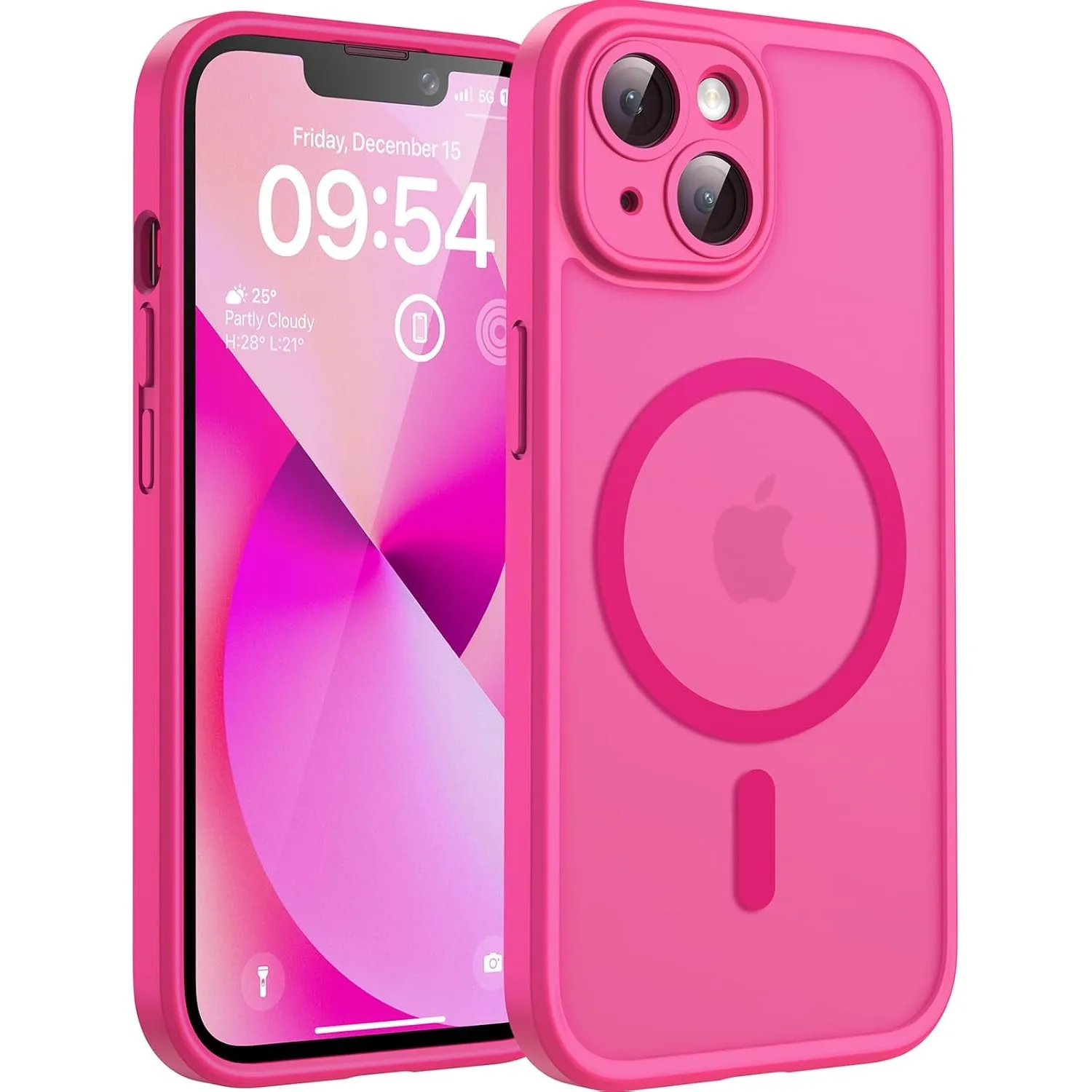 TOCOL für iPhone 13 Hülle, Kompatibel mit MagSafe, Heißes Rosa