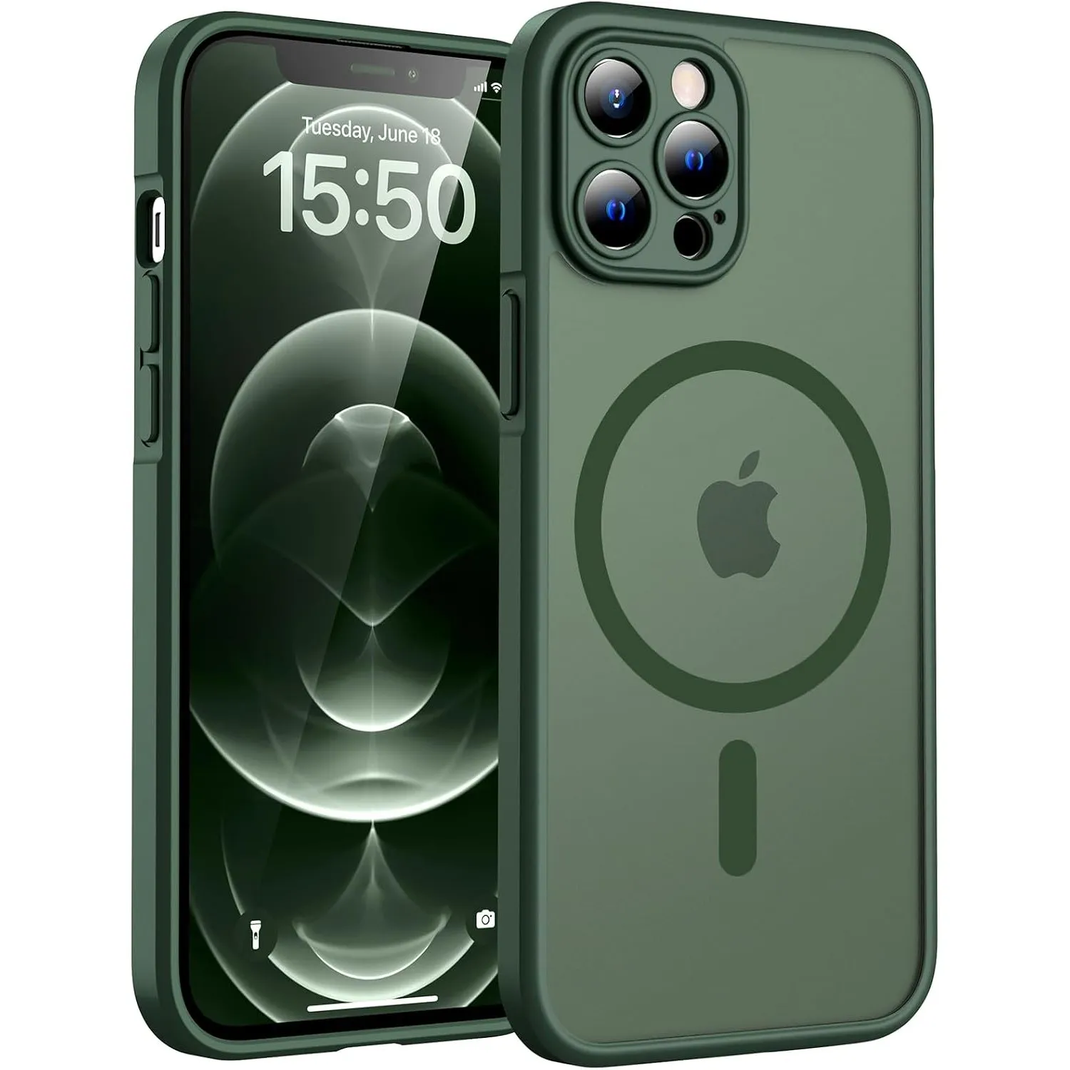 TOCOL für iPhone 12 Pro Max Hülle, Kompatibel mit MagSafe, Alpengrün