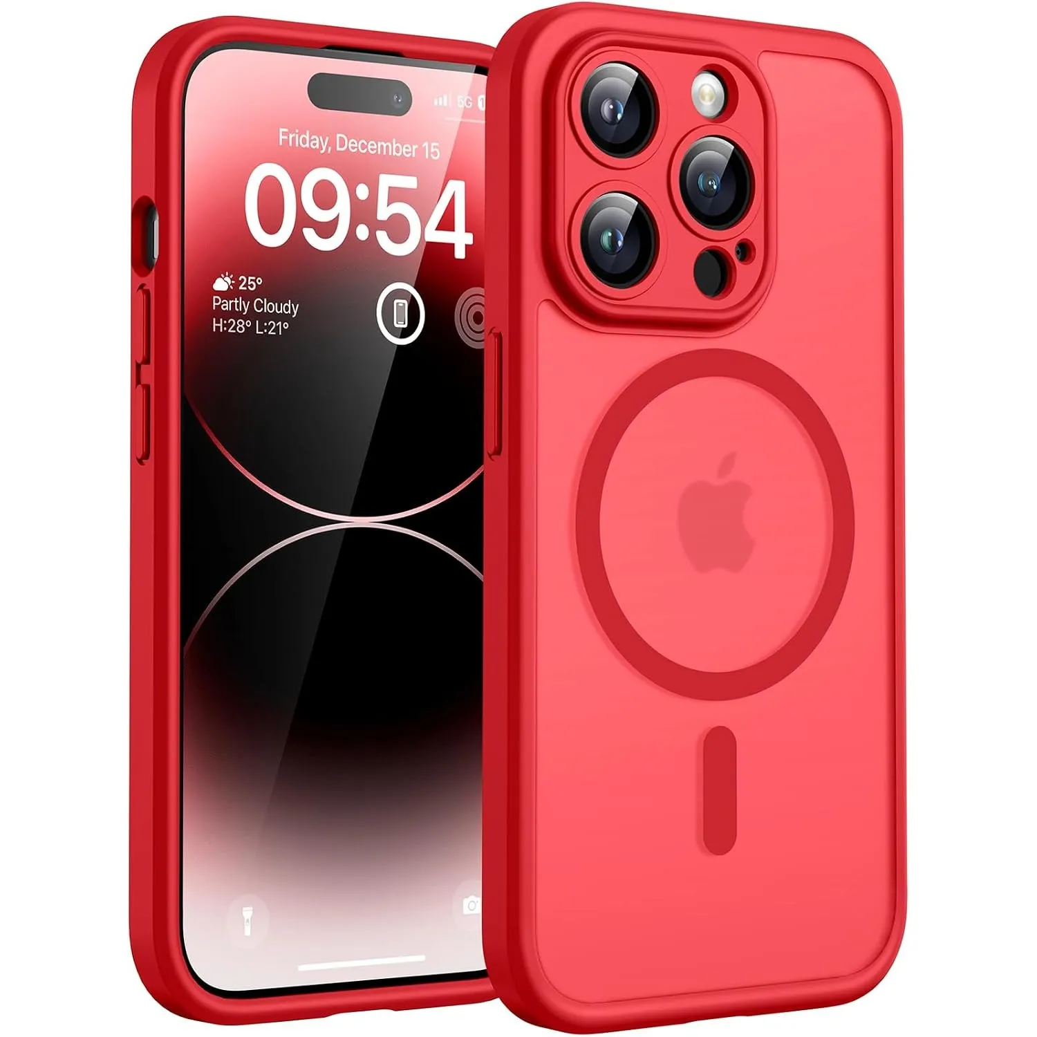 TOCOL für iPhone 14 Pro Hülle, Kompatibel mit MagSafe, Rot