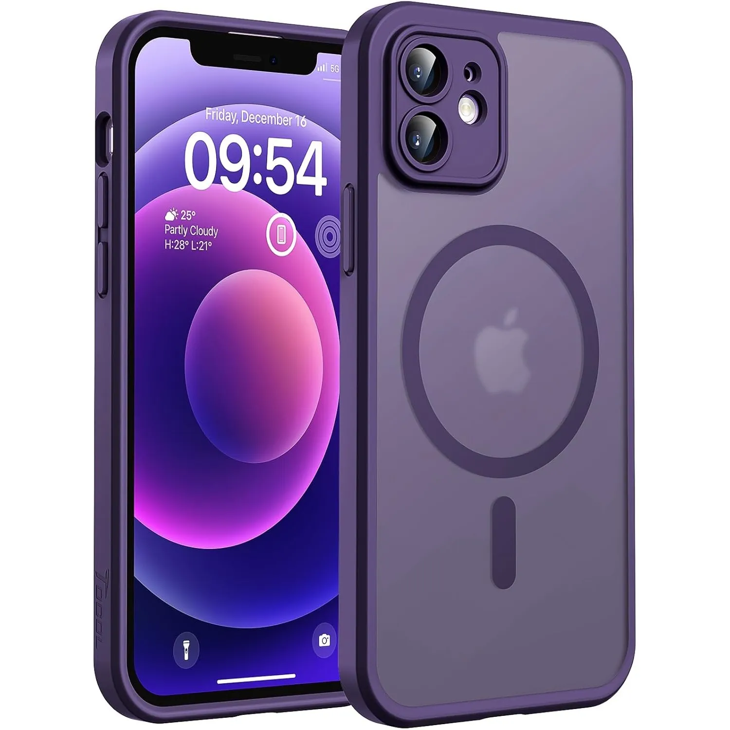 TOCOL für iPhone 12 Hülle, Kompatibel mit MagSafe, Dunkellila
