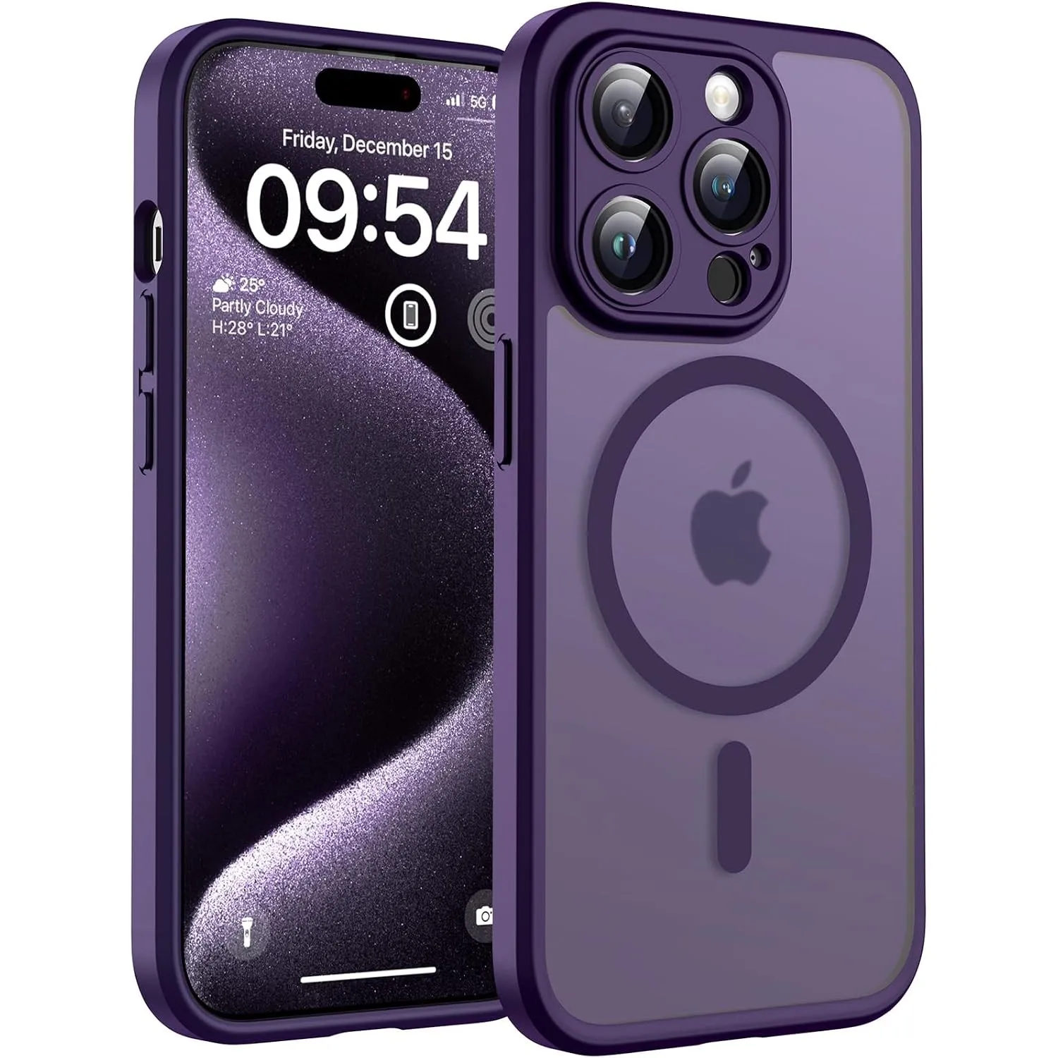 TOCOL für iPhone 15 Pro Max Hülle, Kompatibel mit MagSafe, Dunkellila
