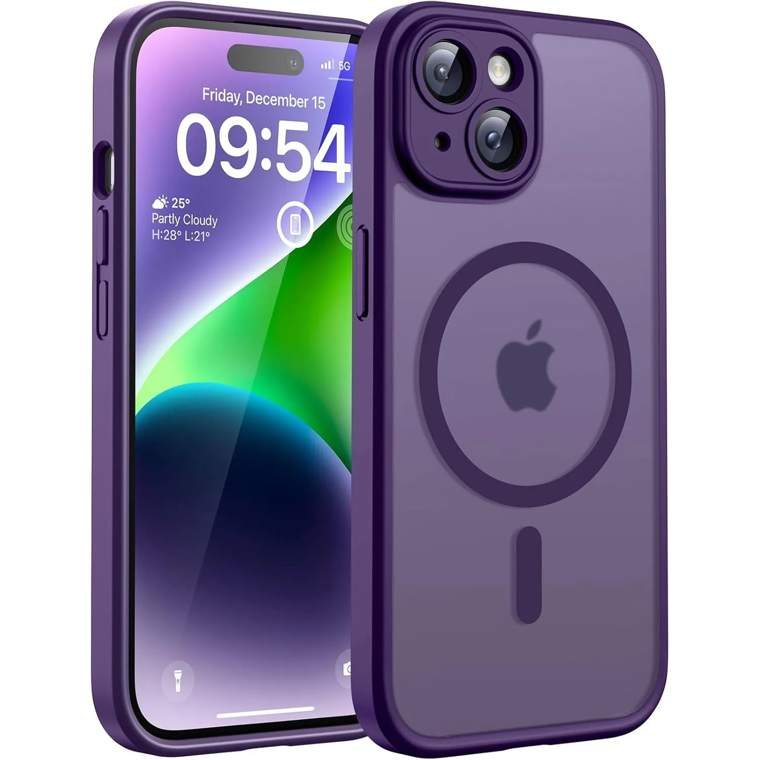 TOCOL für iPhone 14 Hülle, Kompatibel mit MagSafe, Dunkellila