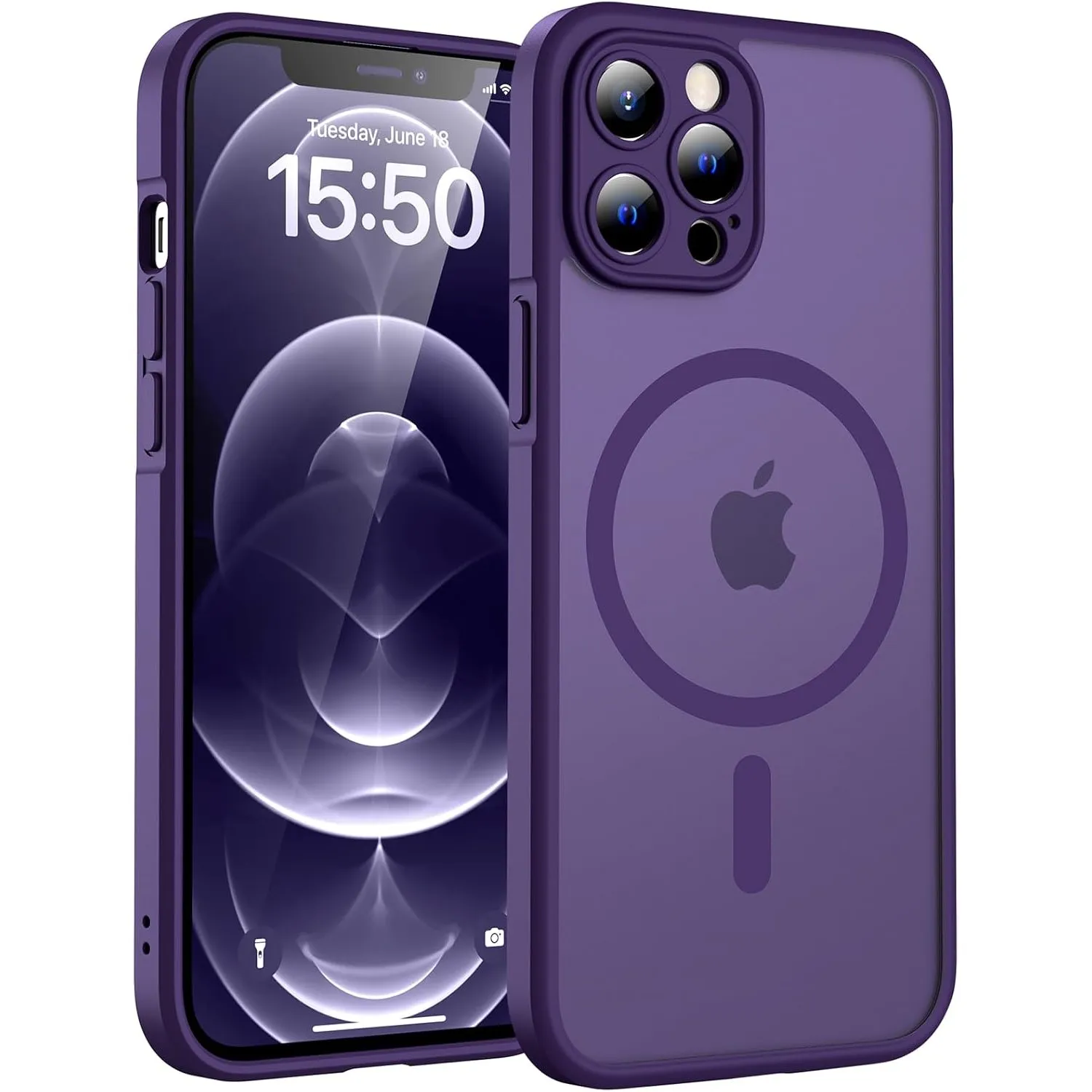 TOCOL für iPhone 12 Pro Max Hülle, Kompatibel mit MagSafe, Dunkellila