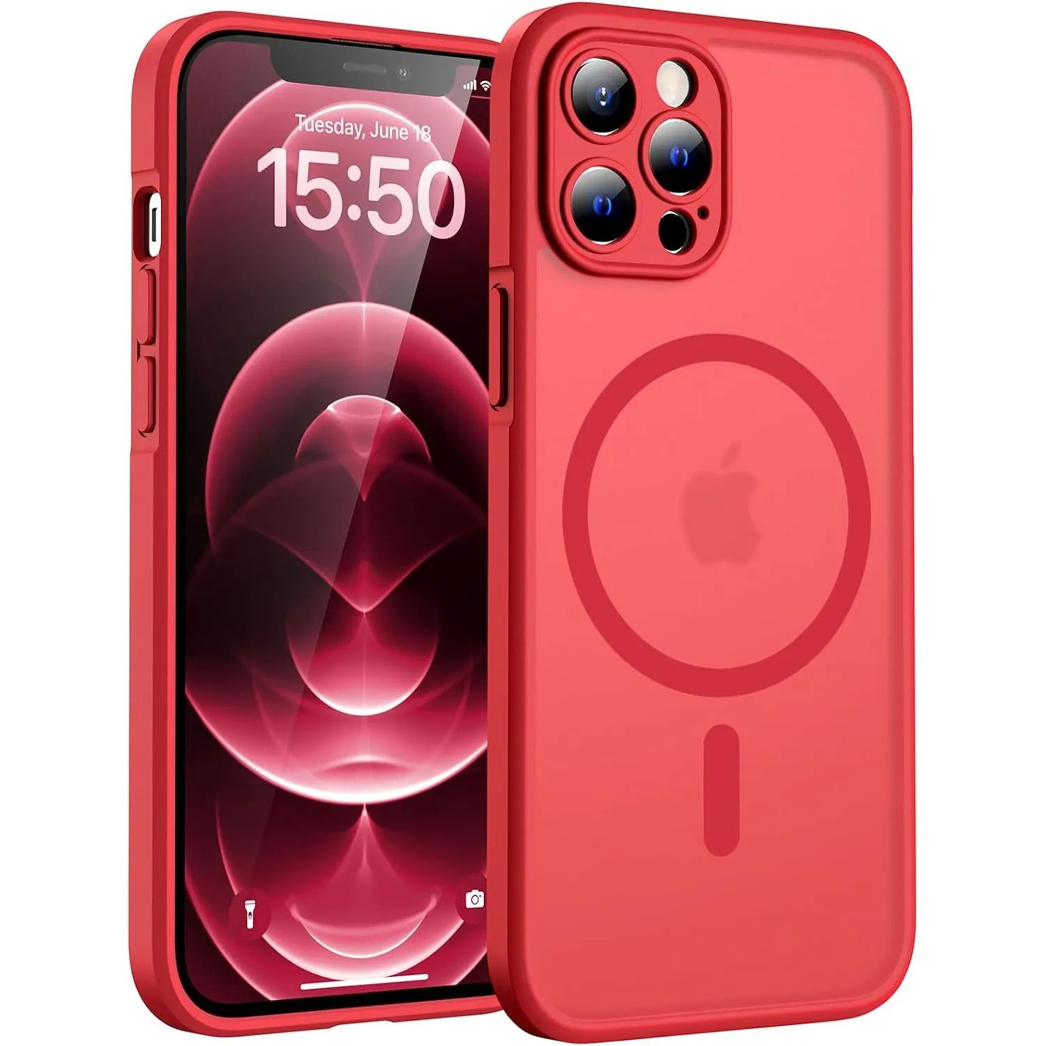 TOCOL für iPhone 12 Pro Max Hülle, Kompatibel mit MagSafe, Rot