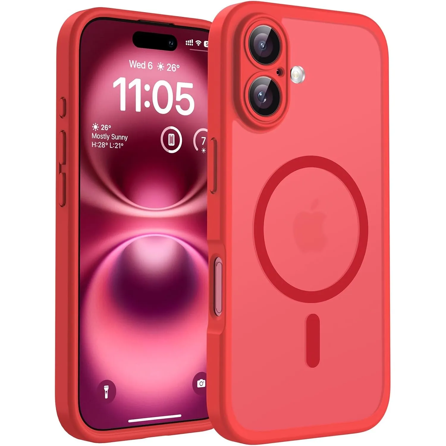 TOCOL für iPhone 16 Plus Hülle, Kompatibel mit MagSafe, Rot