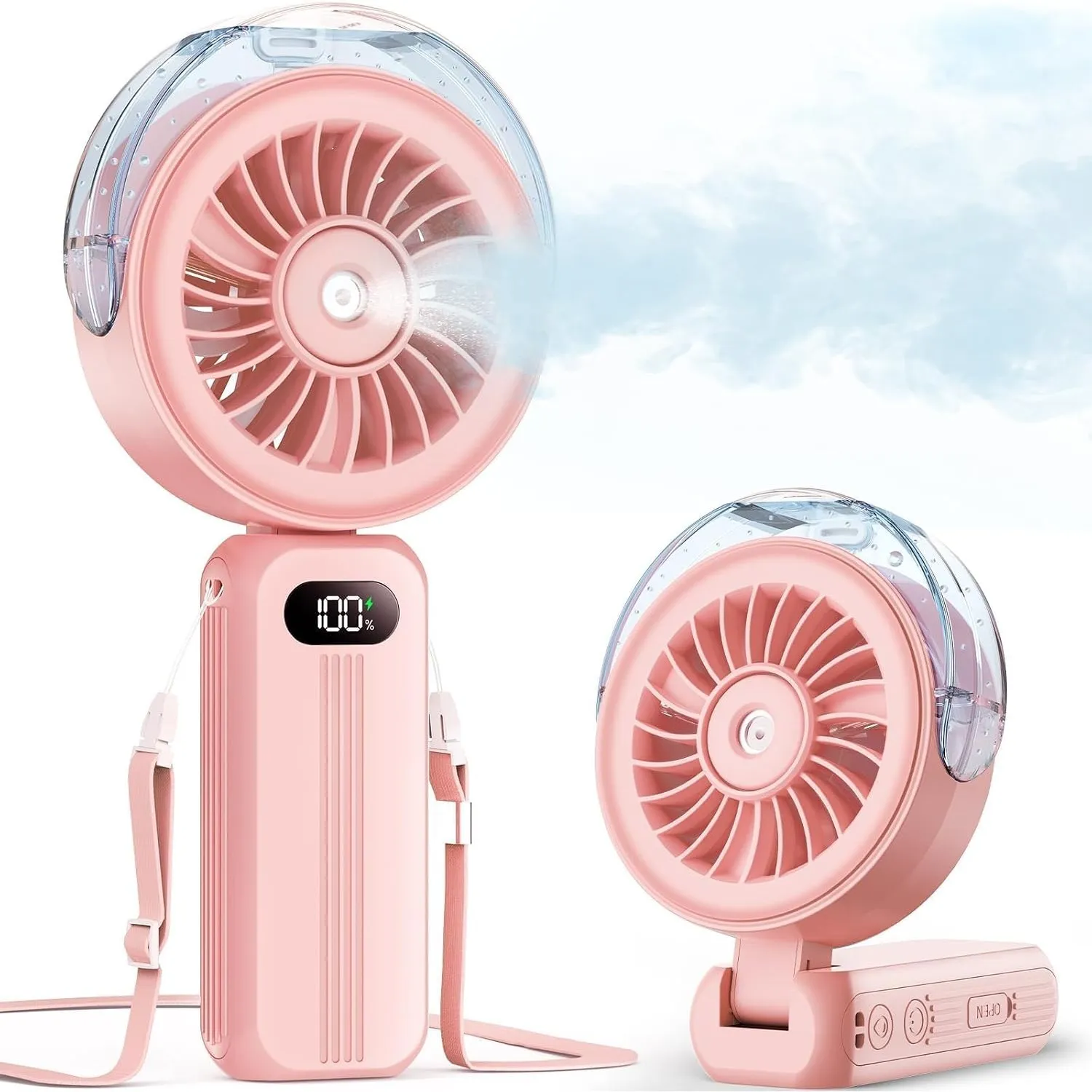 Otlonpe Handventilator Mit Wasserkühlung, 4000mAh Hand Ventilator Akku Aufladbar Mit Wasser, Leistungsstark und Schnell…