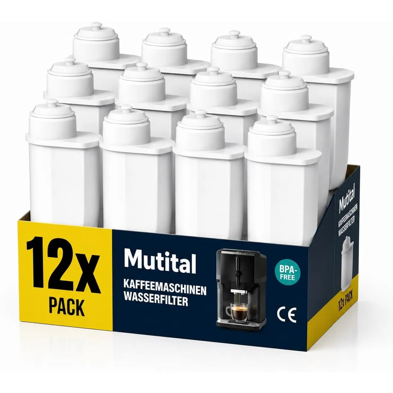 Mutital 12er-Pack Wasserfilter Ersatz für Siemens® EQ Series, EQ3/EQ6/EQ9, EQ500, S700, 3200 Wasserfilter Kaffeevollaut…