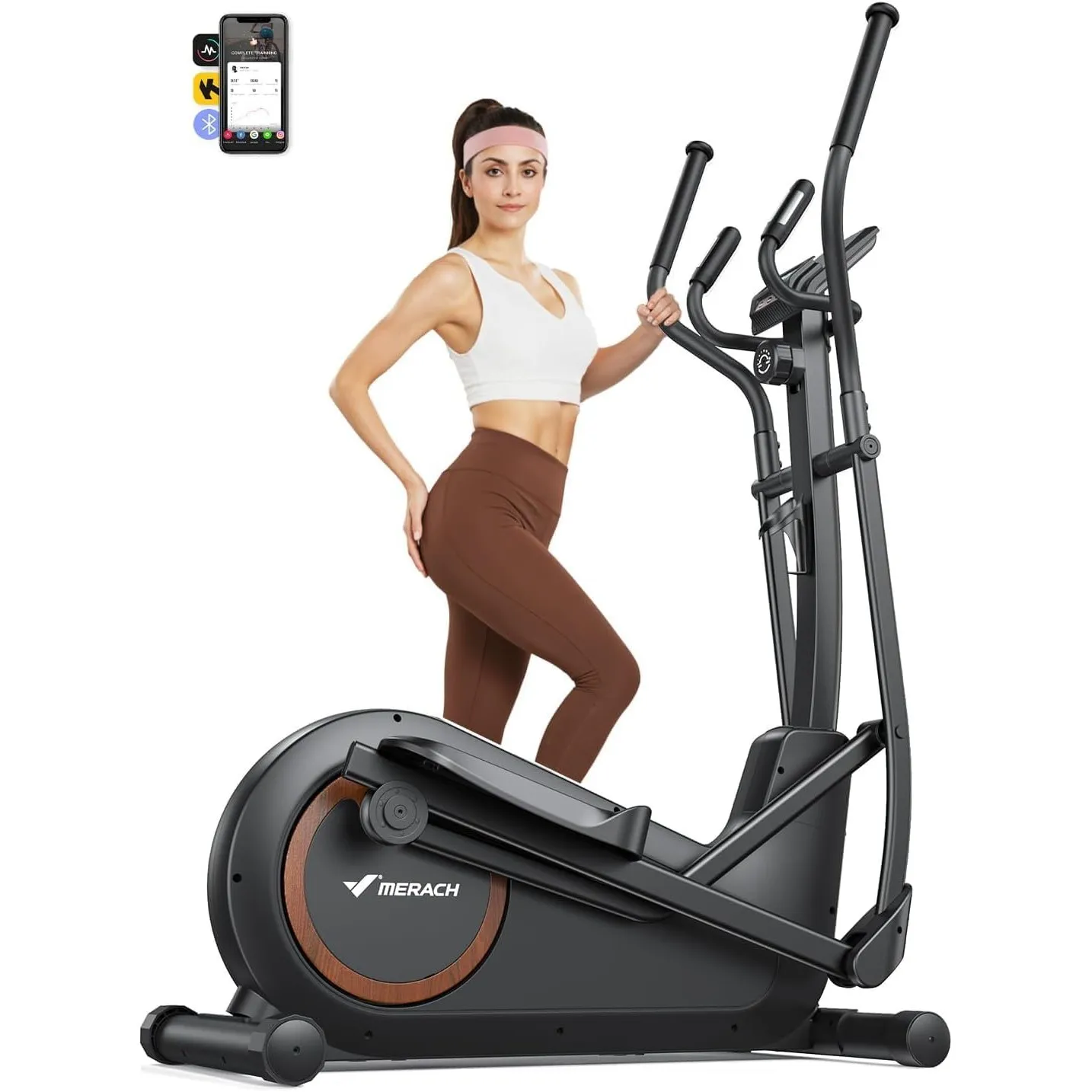 MERACH Selbstbetriebener Crosstrainer für Zuhause, 42 cm Schrittlänge, Ultraleiser Ellipsentrainer mit Magnetwiderstand…