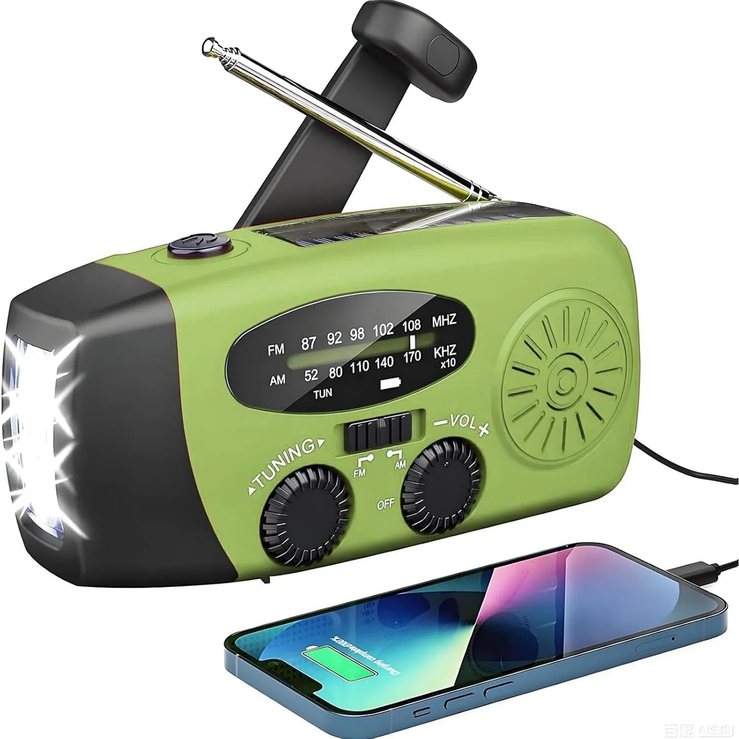 Notfall-Solarradio,Solarbaby Selbstbetriebenes Kurbelradio mit LED-Taschenlampe, SOS-Alarm,AM/FM Wetter Wind Up Radio m…