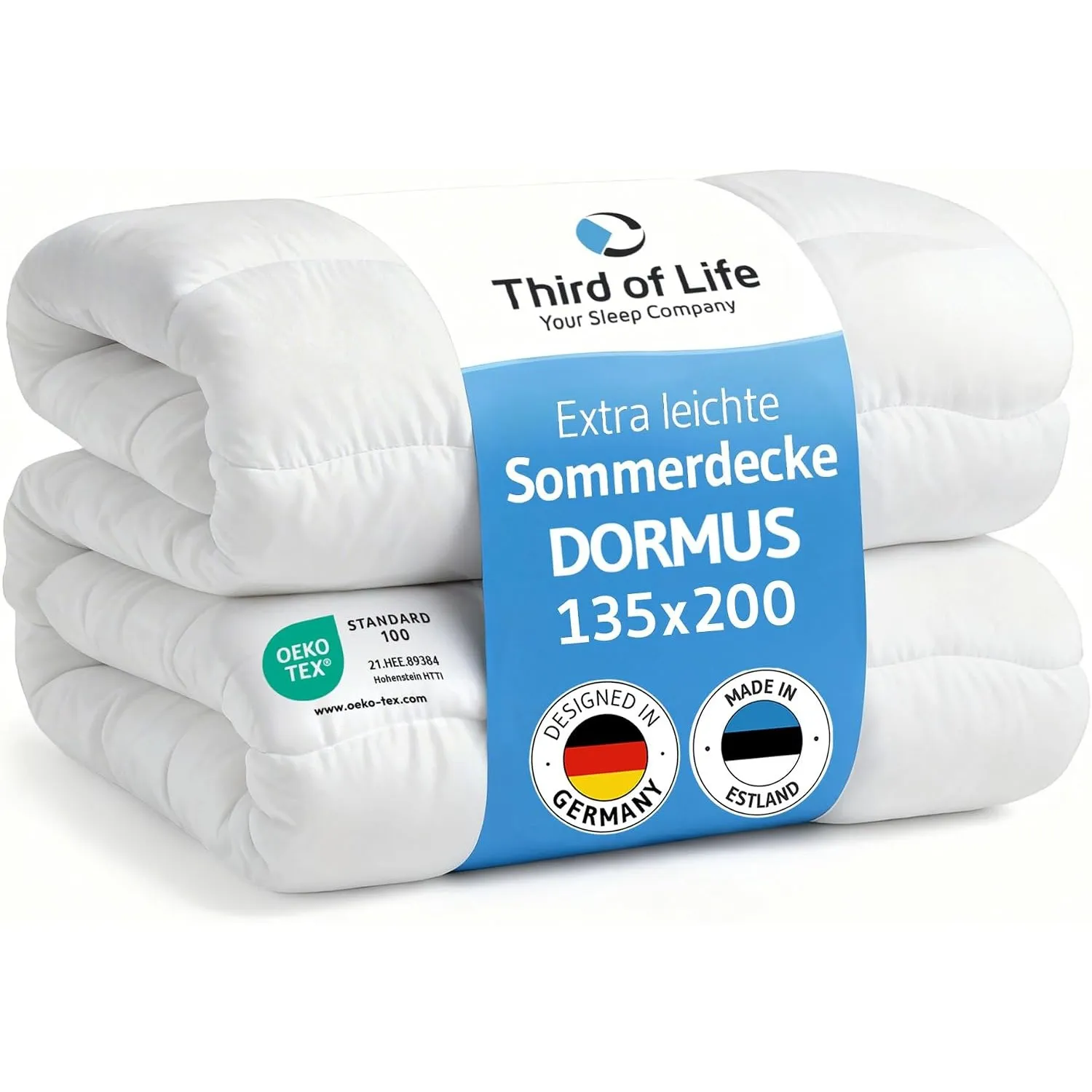 Sommerdecke 135x200 DORMUS, Leichte Bettdecke mit nur 130 g/m², Ökotex 100