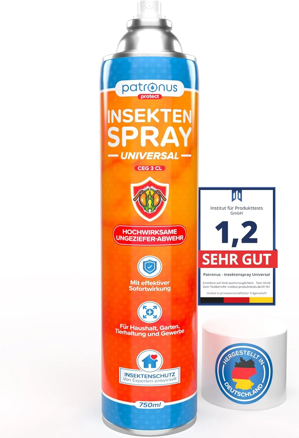 Patronus Insektenspray Universal für Wohnung mit Sofortschutz 750 ml zur Abwehr von zahlreichen Insekten - Hochwirksame…