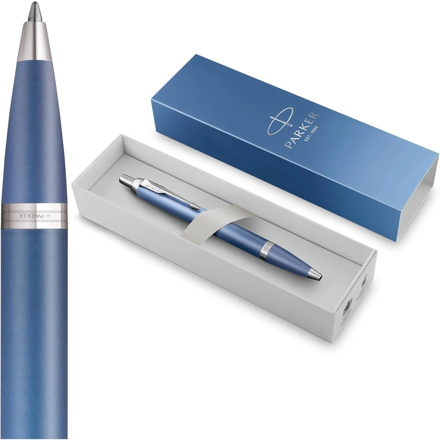 Parker IM Writing Rituals Kugelschreiber | Gehäuse in ruhevollem Blau mit Farbverlauf und Chrome-Zierteilen | Medium-Sp…