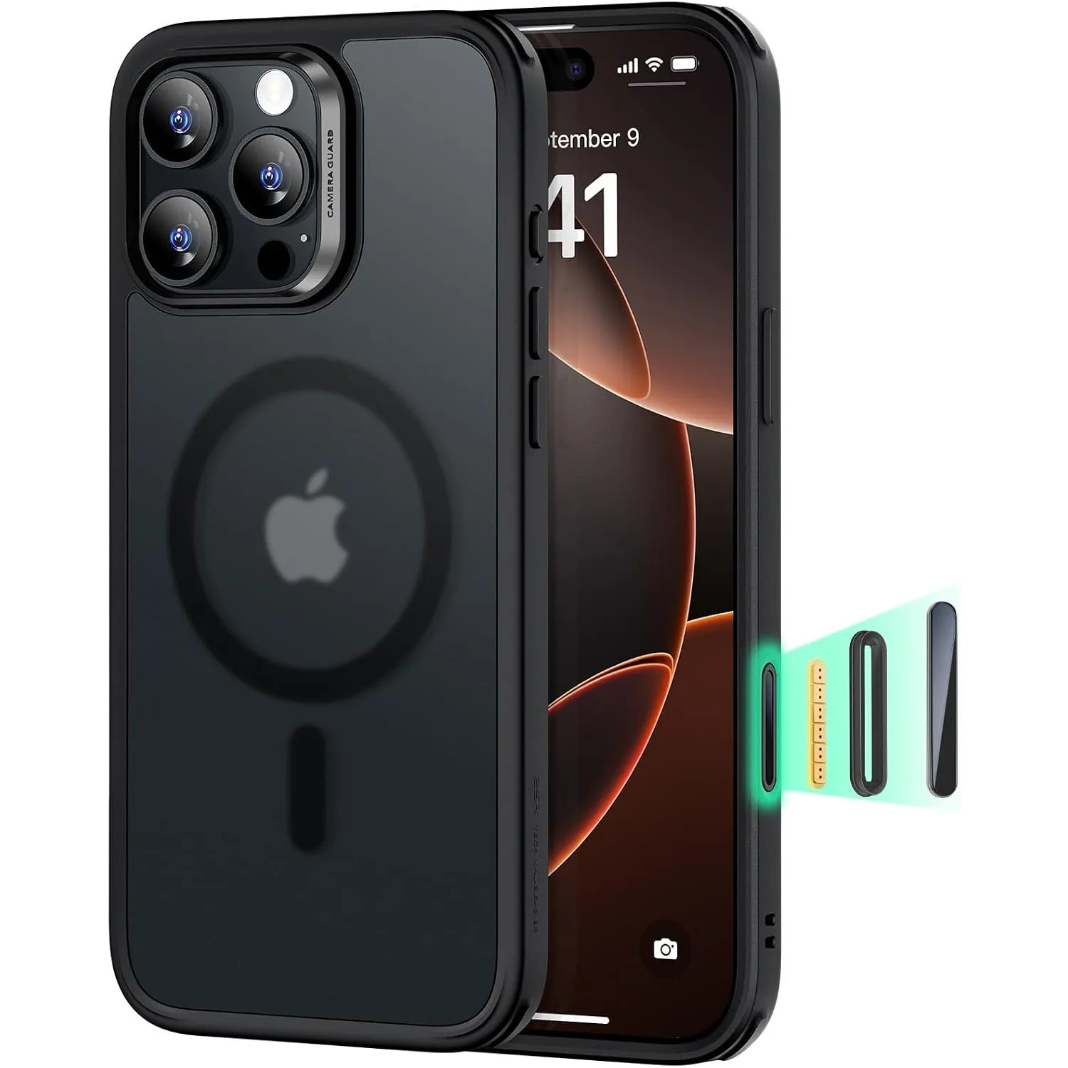 ESR Classic Hybrid für iPhone 16 Pro Max Hülle, Mattschwarz