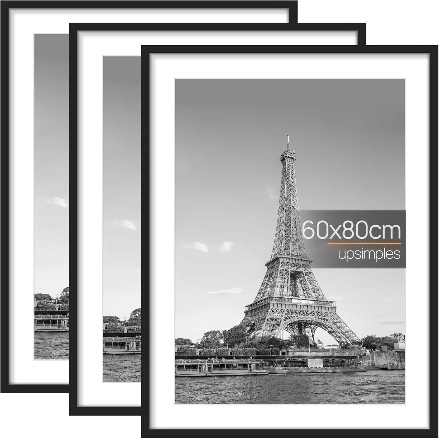 upsimples 3 Pack Bilderrahmen 60x80 Schwarz, Posterrahmen zum Aufhängen