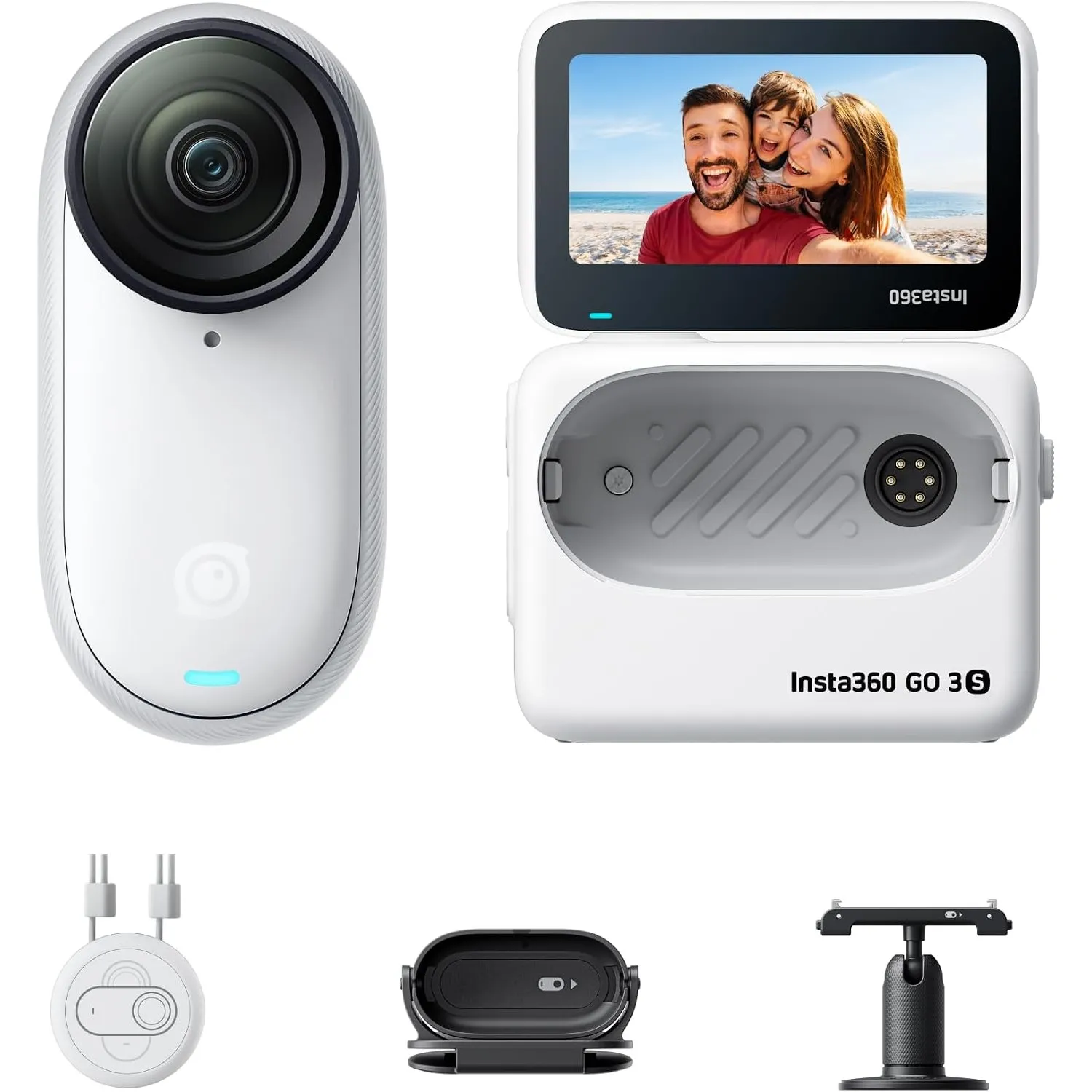 Insta360 GO 3S 64 GB Polarweiß - Tragbare 4K Mini-Kamera, Freihand-POVs, Überall anbringbar, Stabilisierung, 140 min Ak…