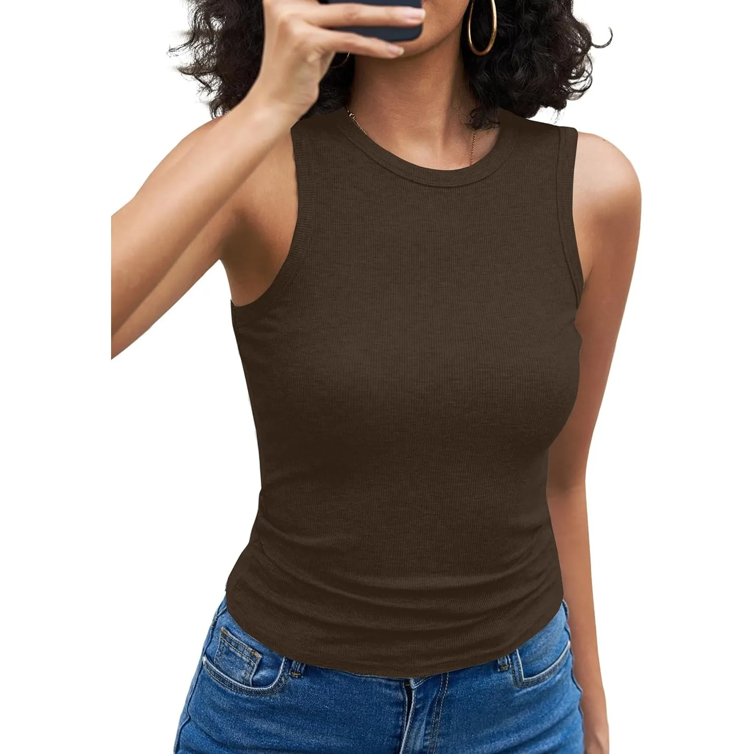 Aottori Tank Top Damen Gerippt Rundhals Slim Fit Sommer | Oberteile Ärmellos, Stretch, Elegant, Basic Shirt, Sexy, Casu…