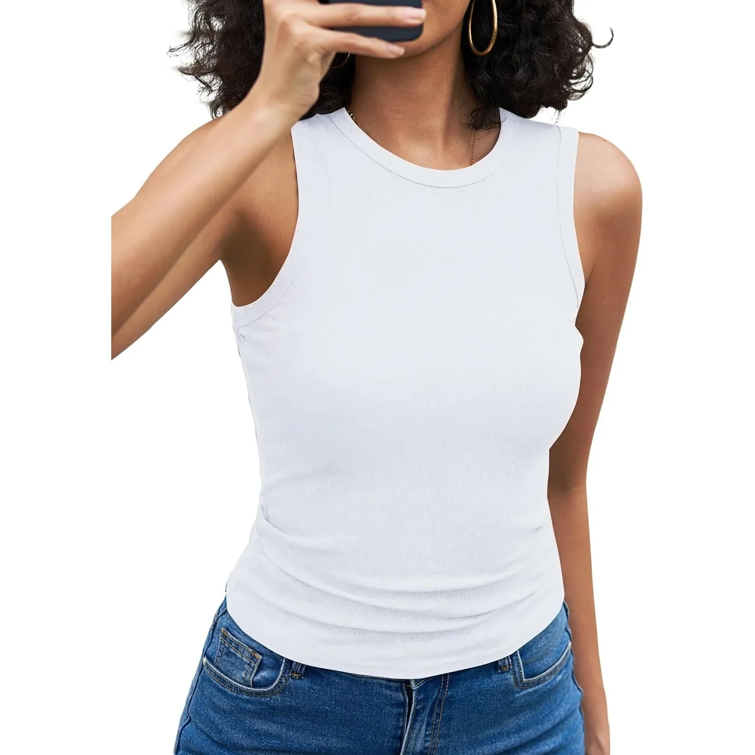Aottori Tank Top Damen Gerippt Rundhals Slim Fit Sommer | Oberteile Ärmellos, Stretch, Elegant, Basic Shirt, Sexy, Casu…