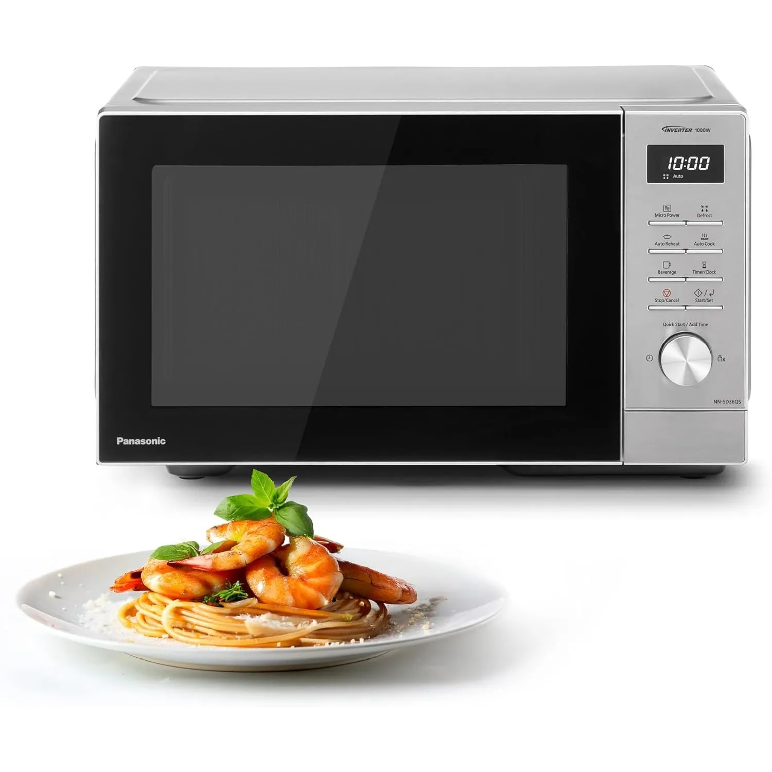 Panasonic NN-SD36QSEPG Solo-Mikrowelle, 29 l, 1000 W, automatisches Auftauen, 11 automatische Programme, Timer, Silber