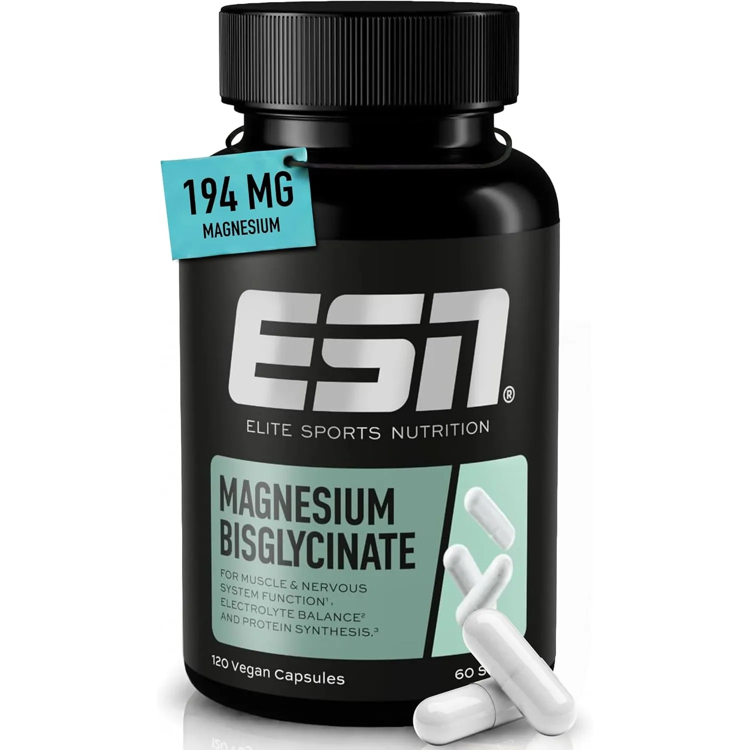ESN Magnesiumbisglycinat Kapseln - mit 194 mg Magnesium pro Tagesportion