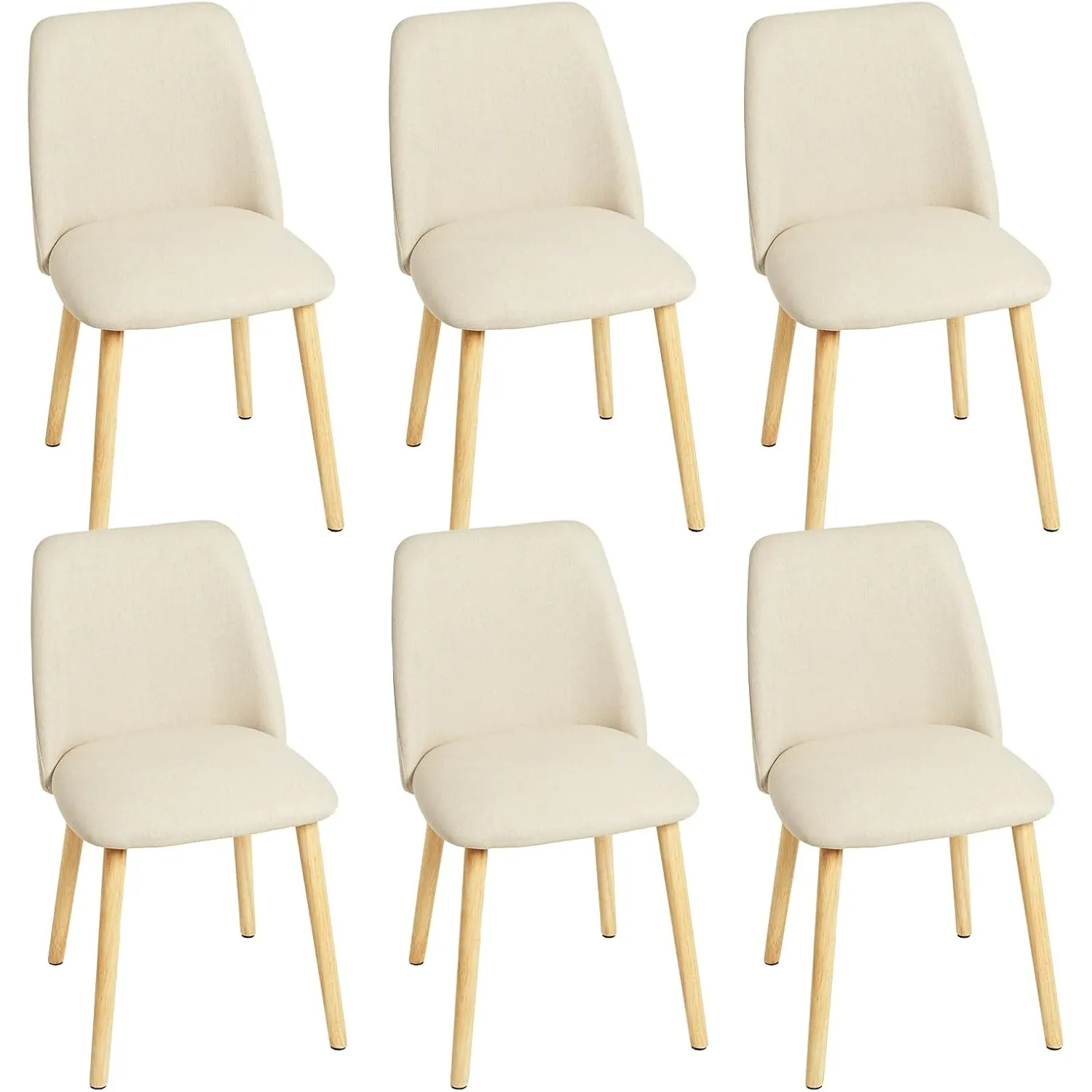 Esszimmerstühle 6er Set mit Holzbein, Moderner Küchenstuhl mit Filzgleiter, Polsterstuhl aus Leinen für Esszimmer Wohnz…
