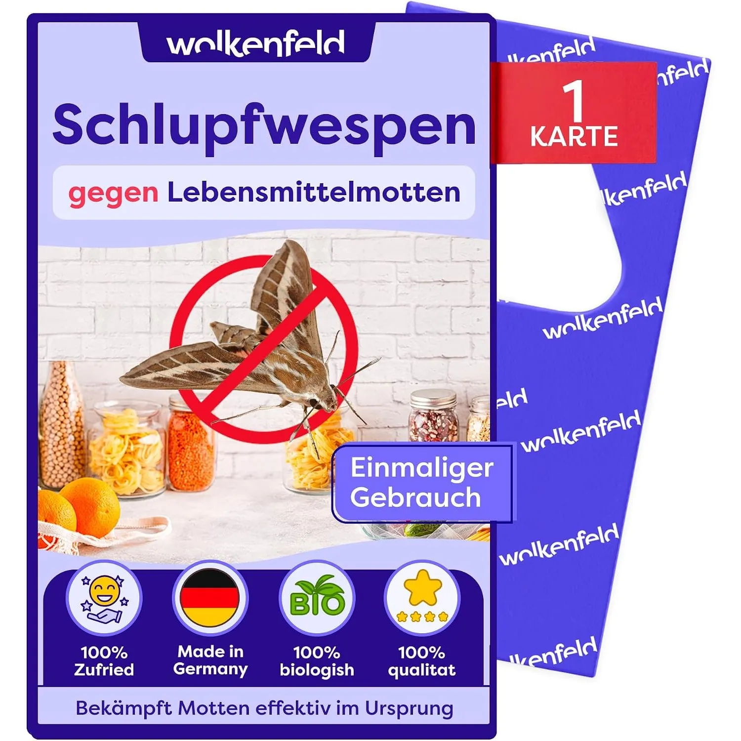 Wolkenfeld Schlupfwespen gegen Lebensmittelmotten – 1 Karte mit 1 Lieferung – Effektive & Chemiefreie Mottenbekämpfung …
