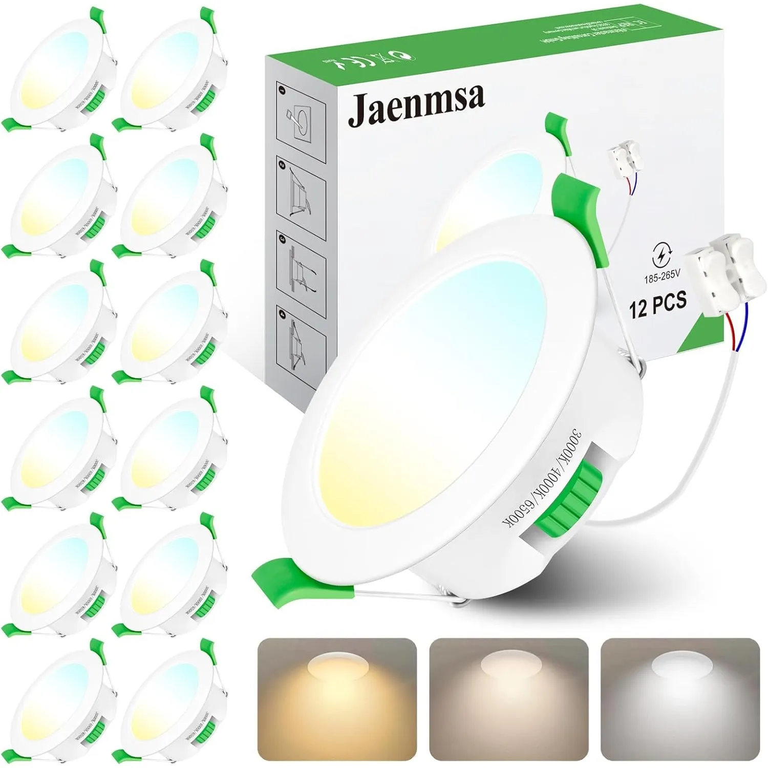 LED Einbaustrahler 230V Dimmbar, 12W Flach 125-135mm Einbauø, 12er Set LED Spot, IP44 Deckenspots Warmweiß Neutralweiß …