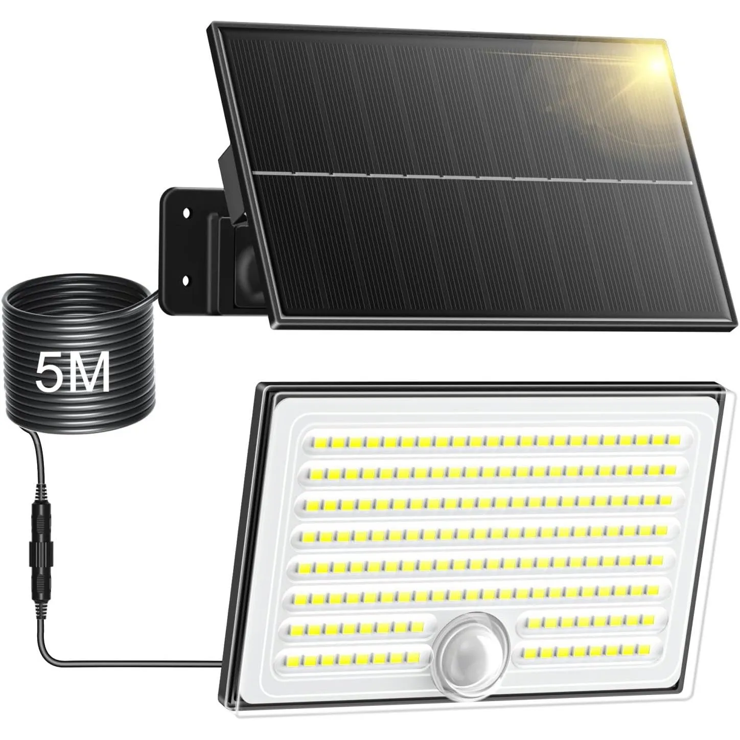 Realky Solarlampen für Außen mit Bewegungsmelder, IP65 Wasserdichte Solar Strahler mit 5m Kabel für Garage, Garten, Hof…