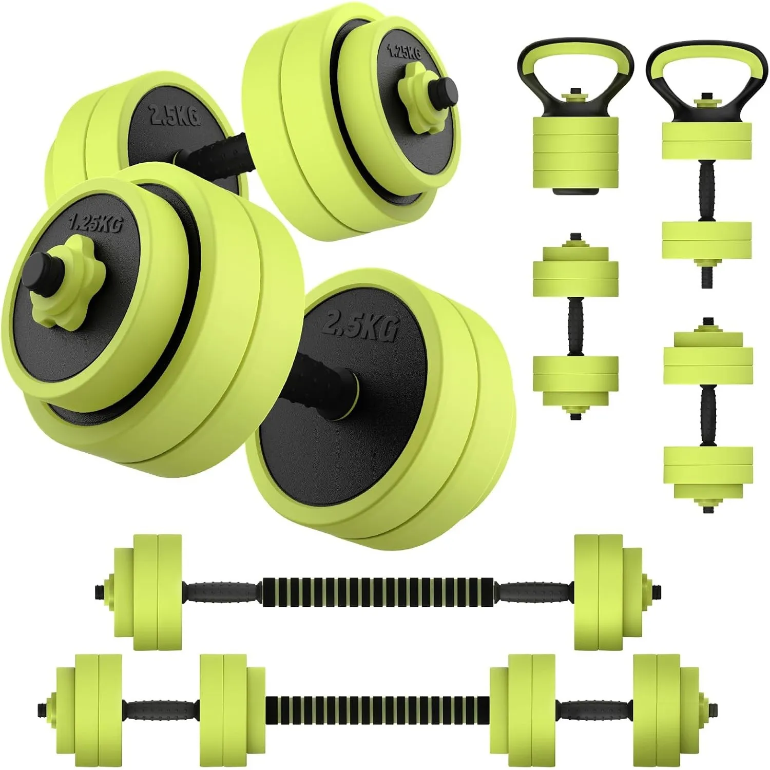 PASYOU Hantelset Verstellbar 20kg 5 in 1 Hanteln Set,Liegestütze & Kettlebell,Dumbbell Set mit Verbindungsrohr, Kurzhan…