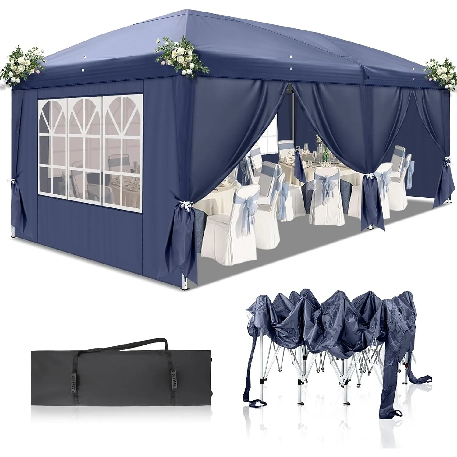 Pavillon 3x6 m,Faltpavillon,Wasserdicht Stabil Winterfest UV Schutz 50+,420D Oxford,Faltbar Höhenverstellbar,Partyzelt,…