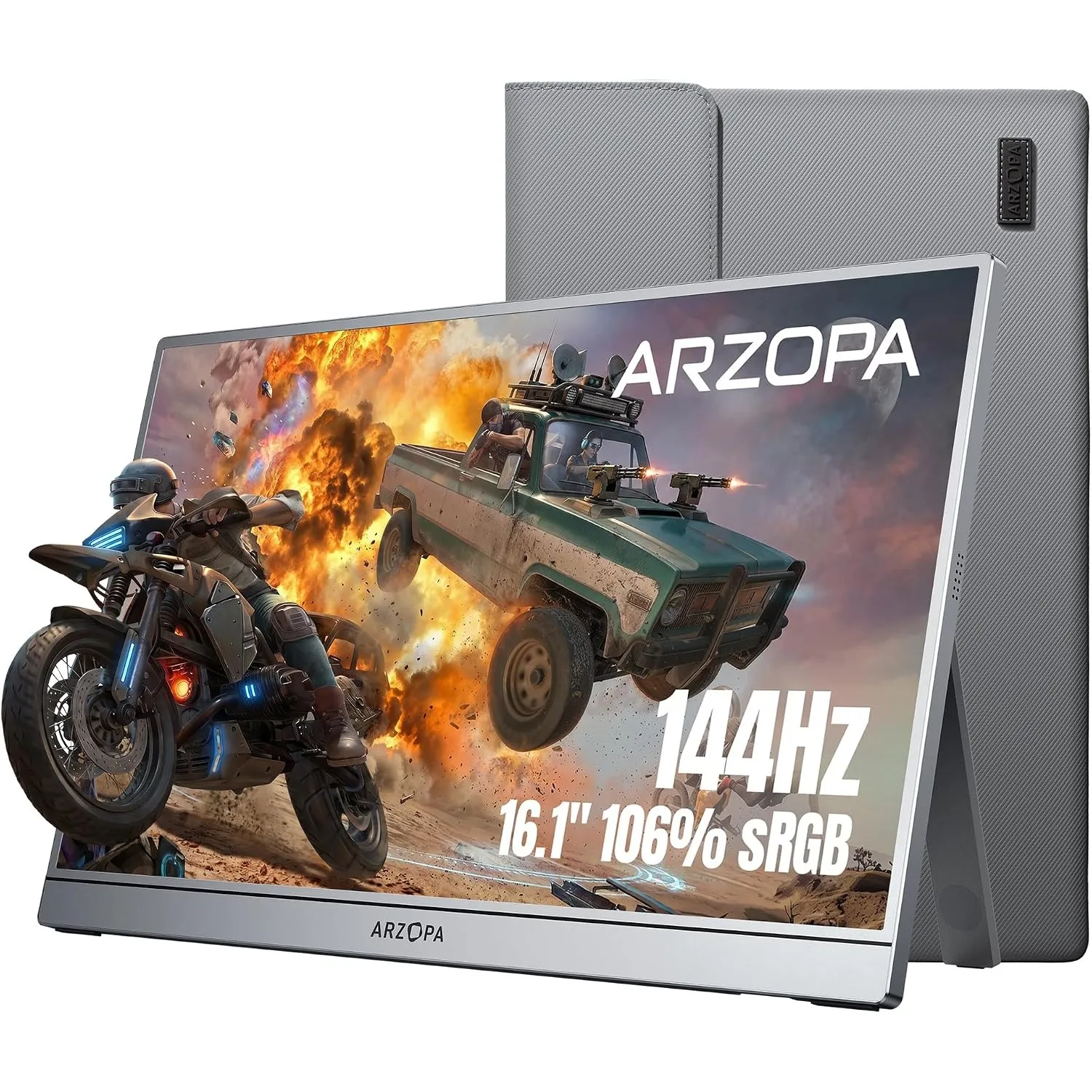 ARZOPA 16.1'' 144Hz Tragbarer Monitor, 106% sRGB Portable Gaming Monitor 1920×1080P FHD HDR 144HZ mit Einem Standfuß Au…