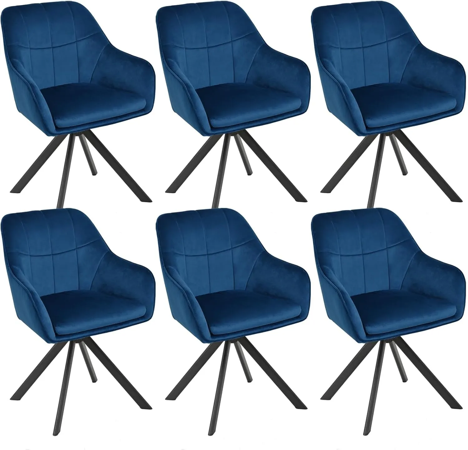 Esszimmerstühle drehbar 6er Set mit Armlehnen Polsterstuhl drehbarer Stühle Esszimmer aus Samt Küchenstuhl mit Metallbe…