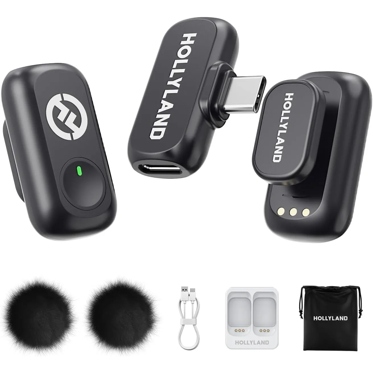 Hollyland Lark A1 Mini Duo Wireless Lavalier Mikrofon für iPhone 15/16/17 & Android,Kabellos Mini Microphone mit EQ&Hal…