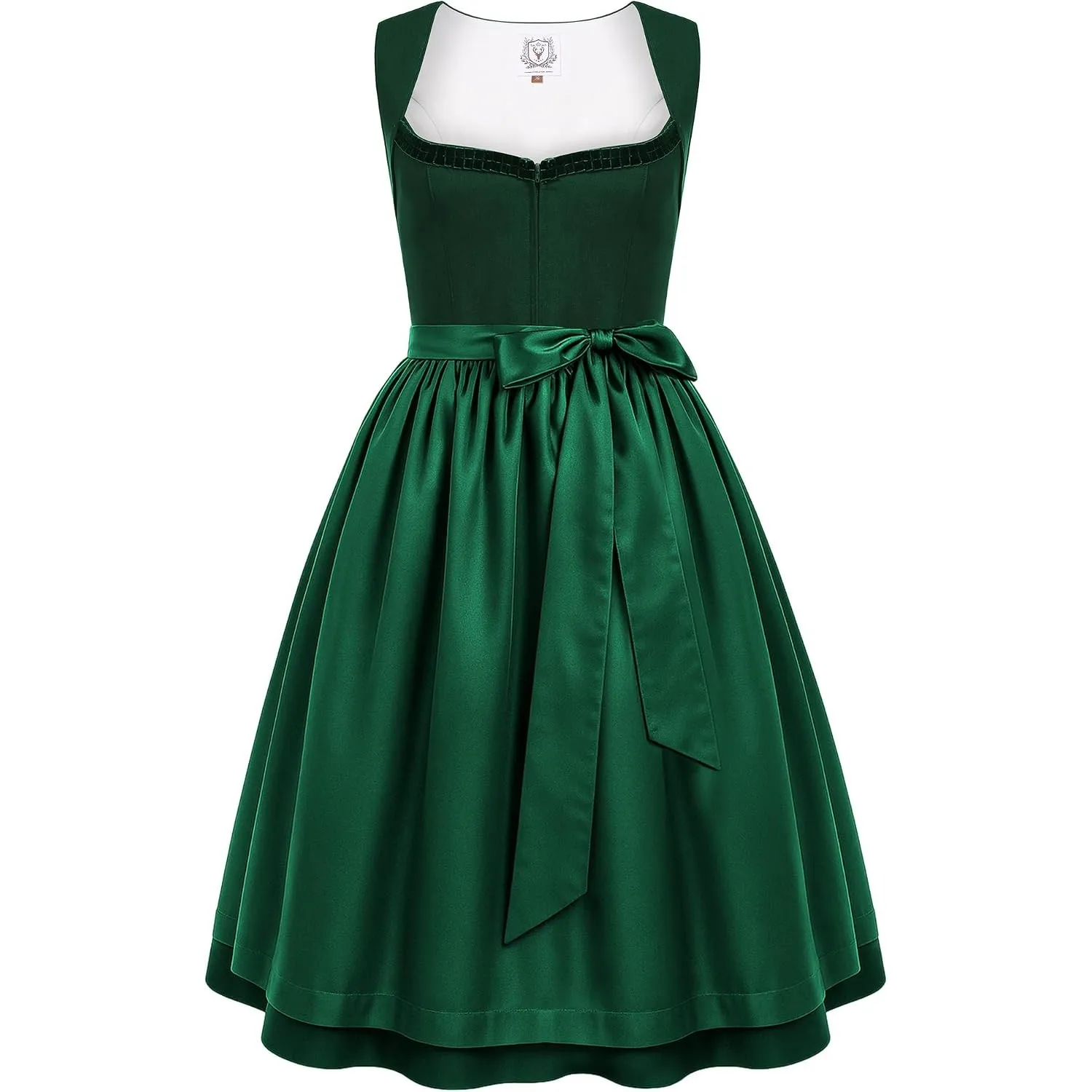 DIRNDLSTERN Damen Trachtenrock Grün - Midi Trachtenkleid für Oktoberfest Leinen Dirndlkleid mit Dirndlschürzen