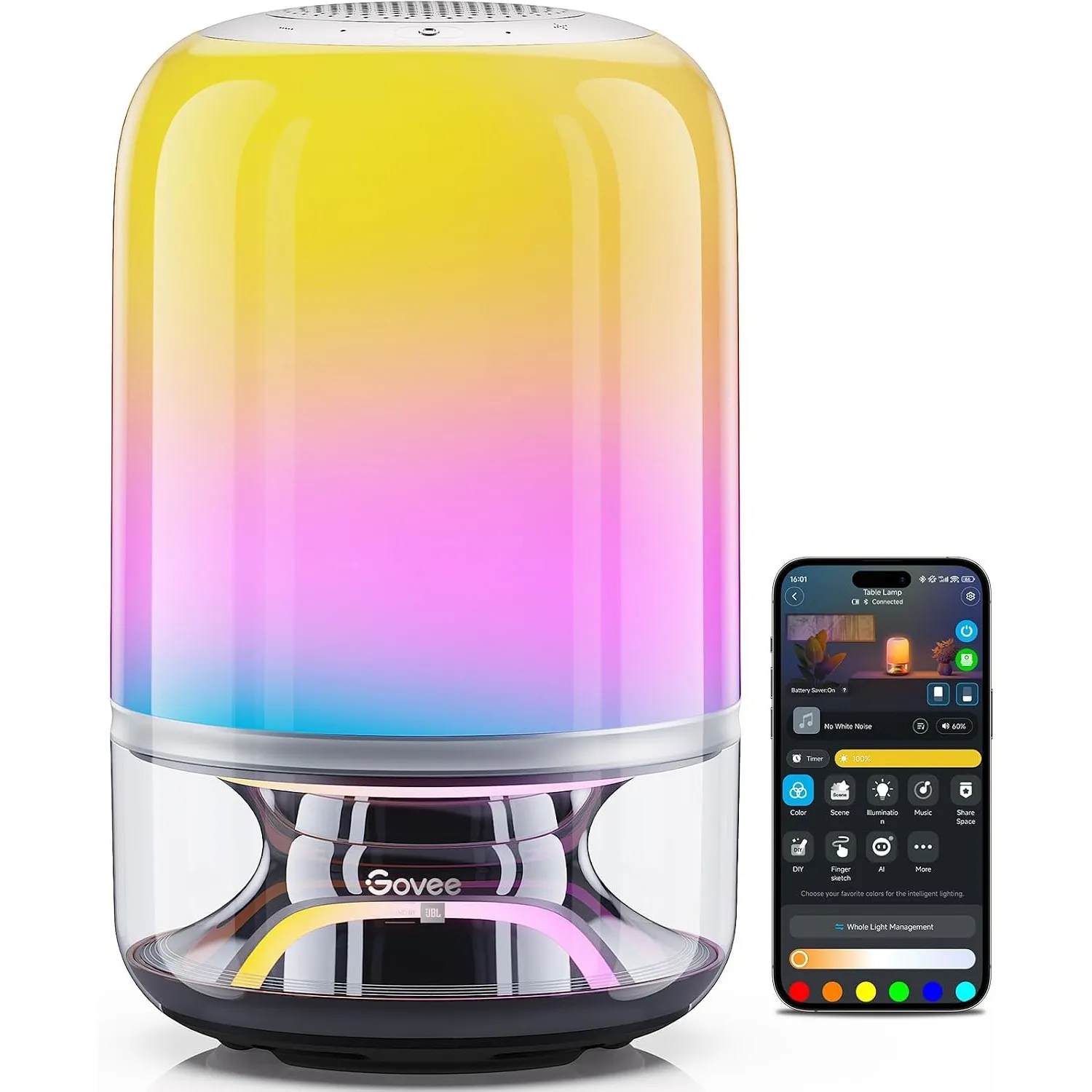 Govee Tischlampe 2 Pro x Sound von JBL, LED Tischlampe mit Lautsprecher
